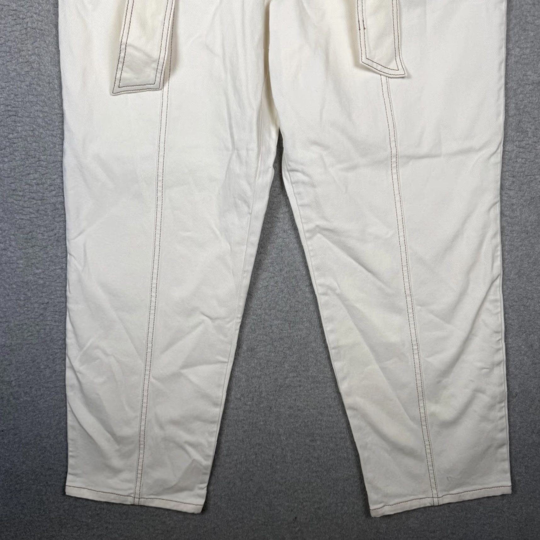 Boden Boden Women's Pants 14R White Tapered Leg Belted Trousers Button Shirt? Size 36" / US 14 / IT 50 - 3 Thumbnail