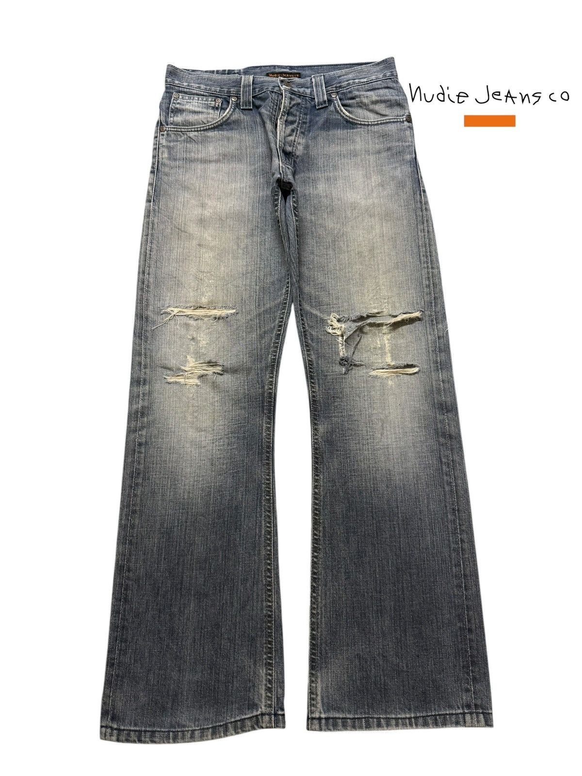 Nudie Jeans Vintage Y2K Nudie Italy Regular Ralf Faded Wash Distressed Size US 31 - 1 Thumbnail