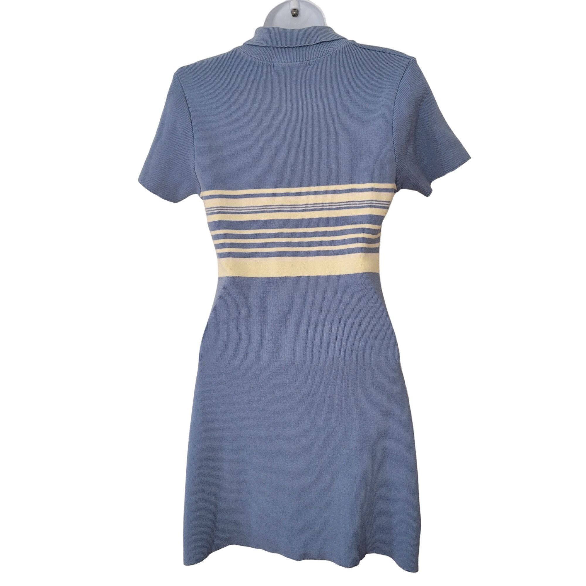 Vintage Vintage Rampage Blue Yellow Striped Knit Polo Sweater Dress Size M / US 6-8 / IT 42-44 - 7 Thumbnail