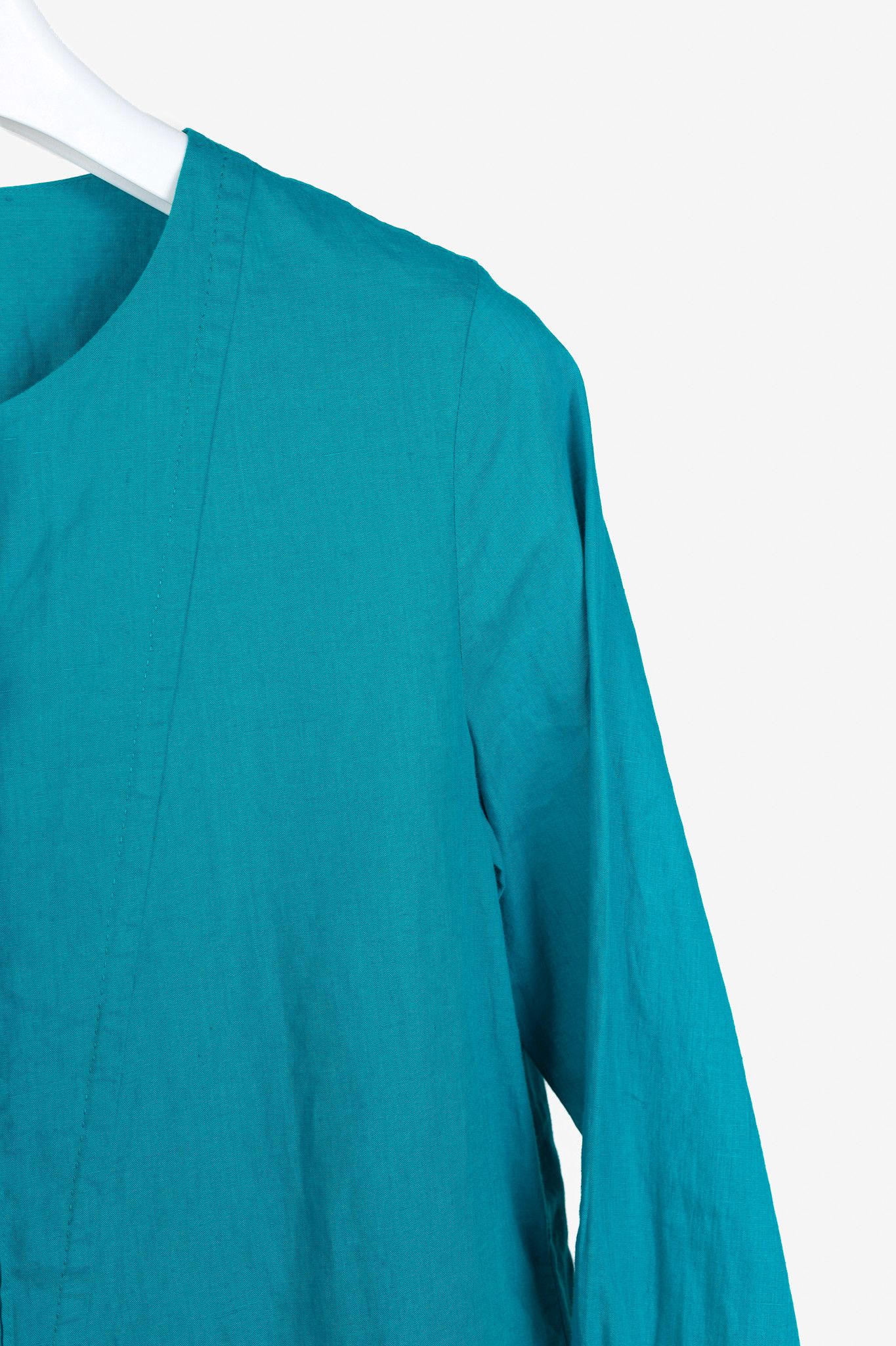 Loro Piana Loro Piana Teal Linen Pintuck Bib Blouse Size S / US 4 / IT 40 - 5 Thumbnail