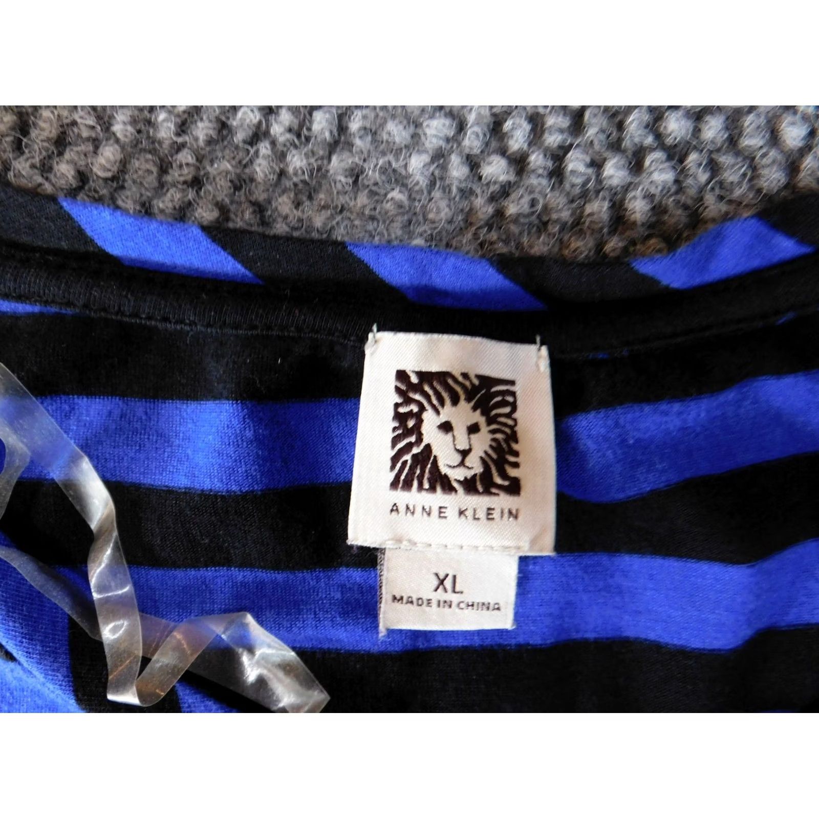 Anne Klein Anne Klein Womens Blouse XL Blue Striped Crew Neck Pullover Stretch Bell Sleeve Long Sleeve Casual Regular Size XL / US 12-14 / IT 48-50 - 4 Thumbnail