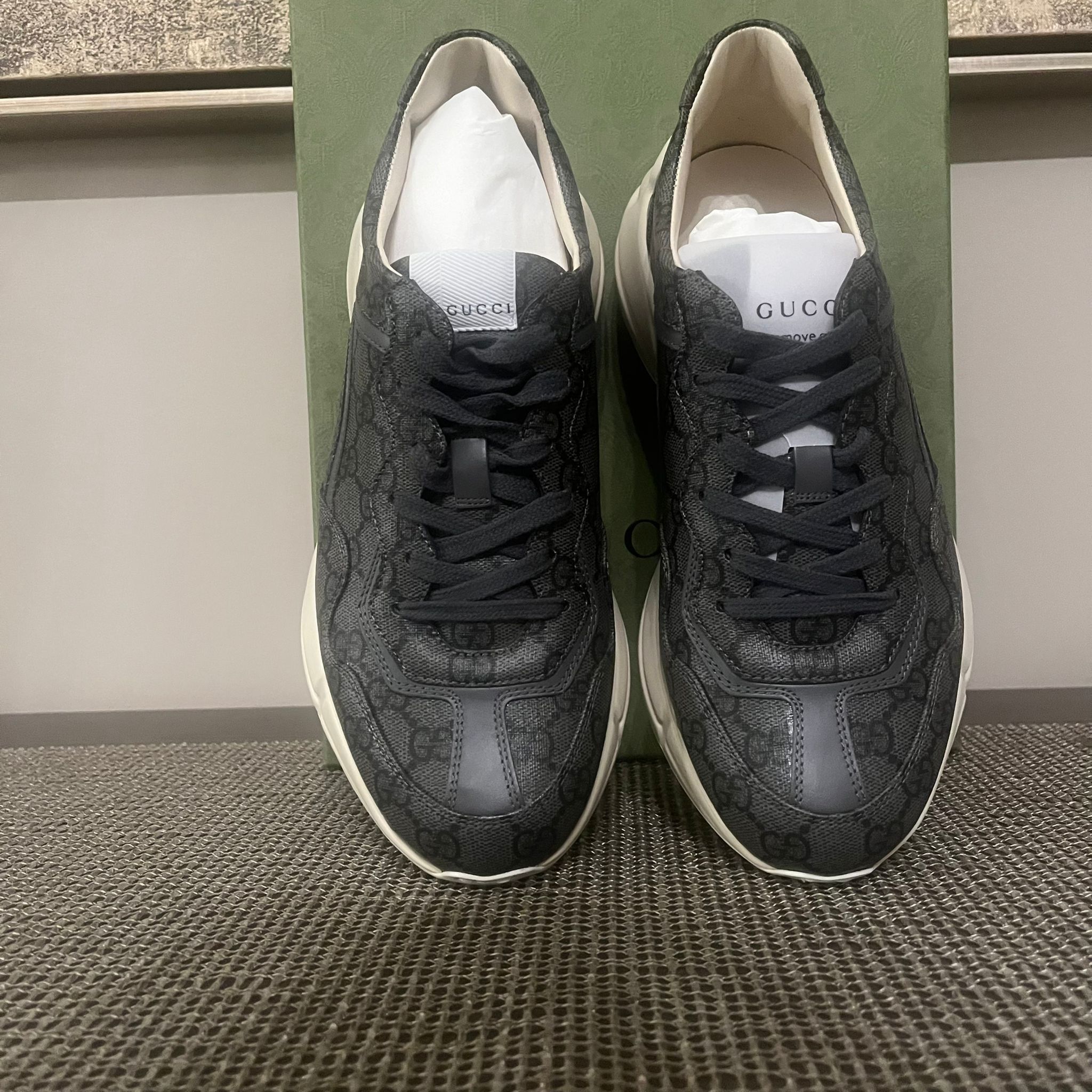 Gucci o1rshd1 Rython GG Monogram Sneaker in Grey/Black Size US 9 / EU 42 - 9 Thumbnail