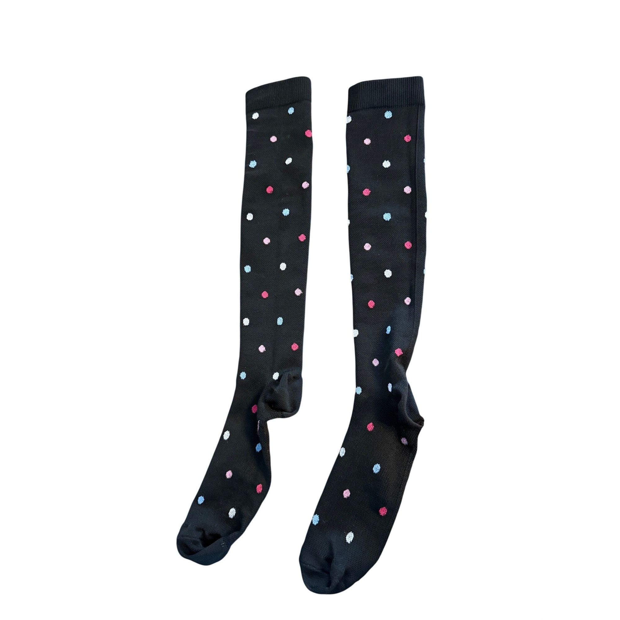 Other Black Knee-High Socks With Colorful Compression Polka Dots Size ONE SIZE - 1 Preview