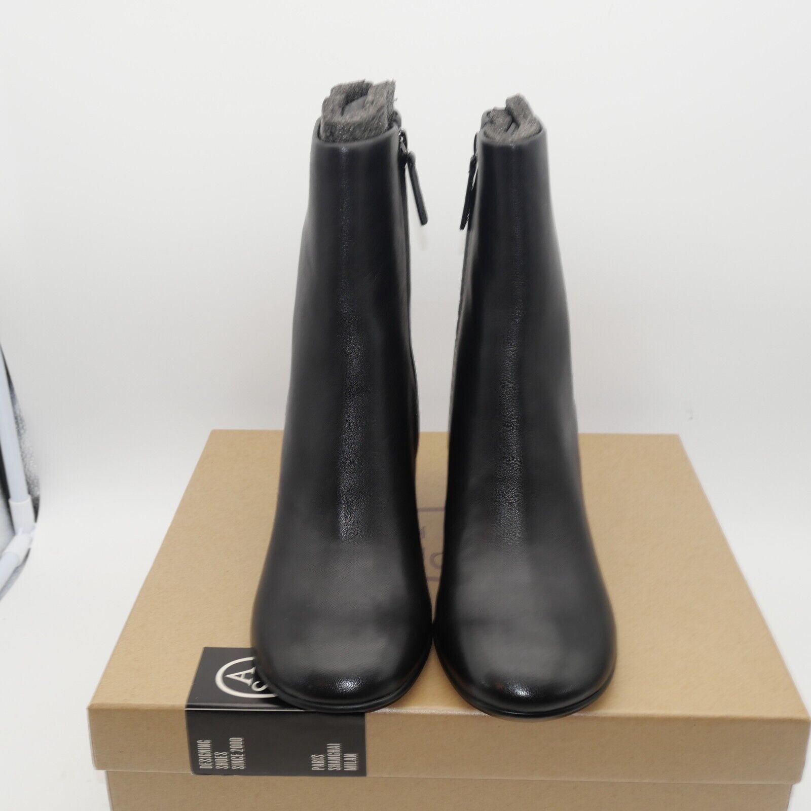ASH NEW Ash Clone Round Heel Zip Up Ankle Boots Black Leather Size US 6 / IT 36 - 9 Thumbnail