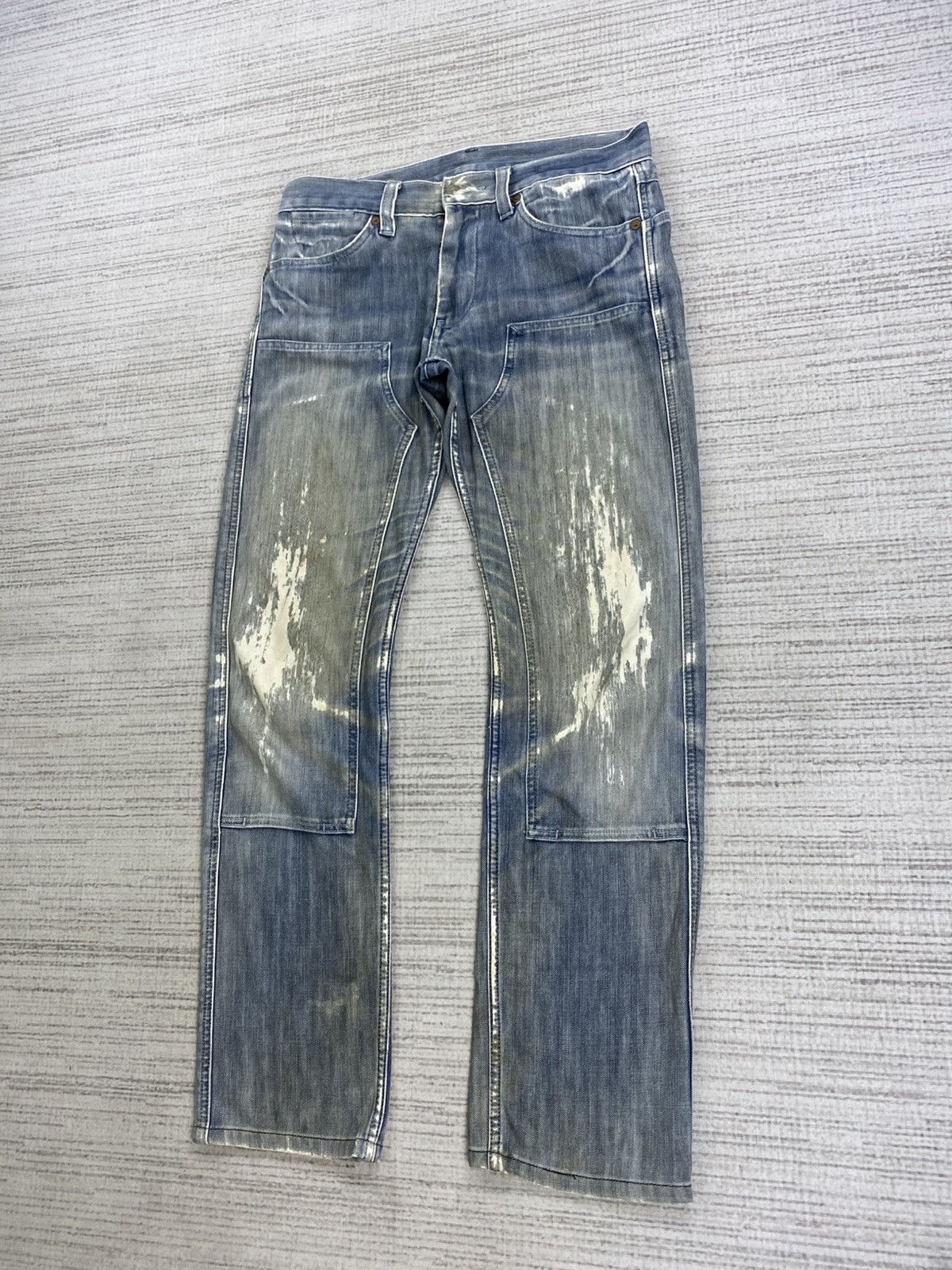 Japanese Brand × Vintage Vintage Bartack Double Knee Distressed Denim Pants Size US 32 / EU 48 - 4 Thumbnail