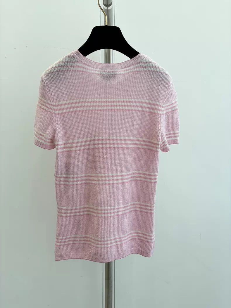 Chanel Chanel Pink striped short-sleeved T-shirt Size XS / US 0-2 / IT 36-38 - 2 Thumbnail