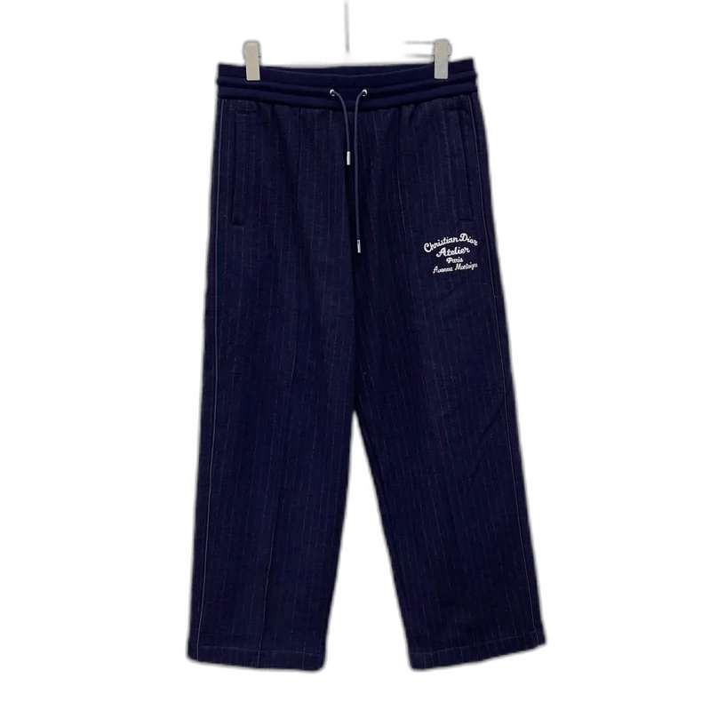 Dior Dior Navy Striped Wool Drawstring Casual Pants Size 23" - 1 Thumbnail