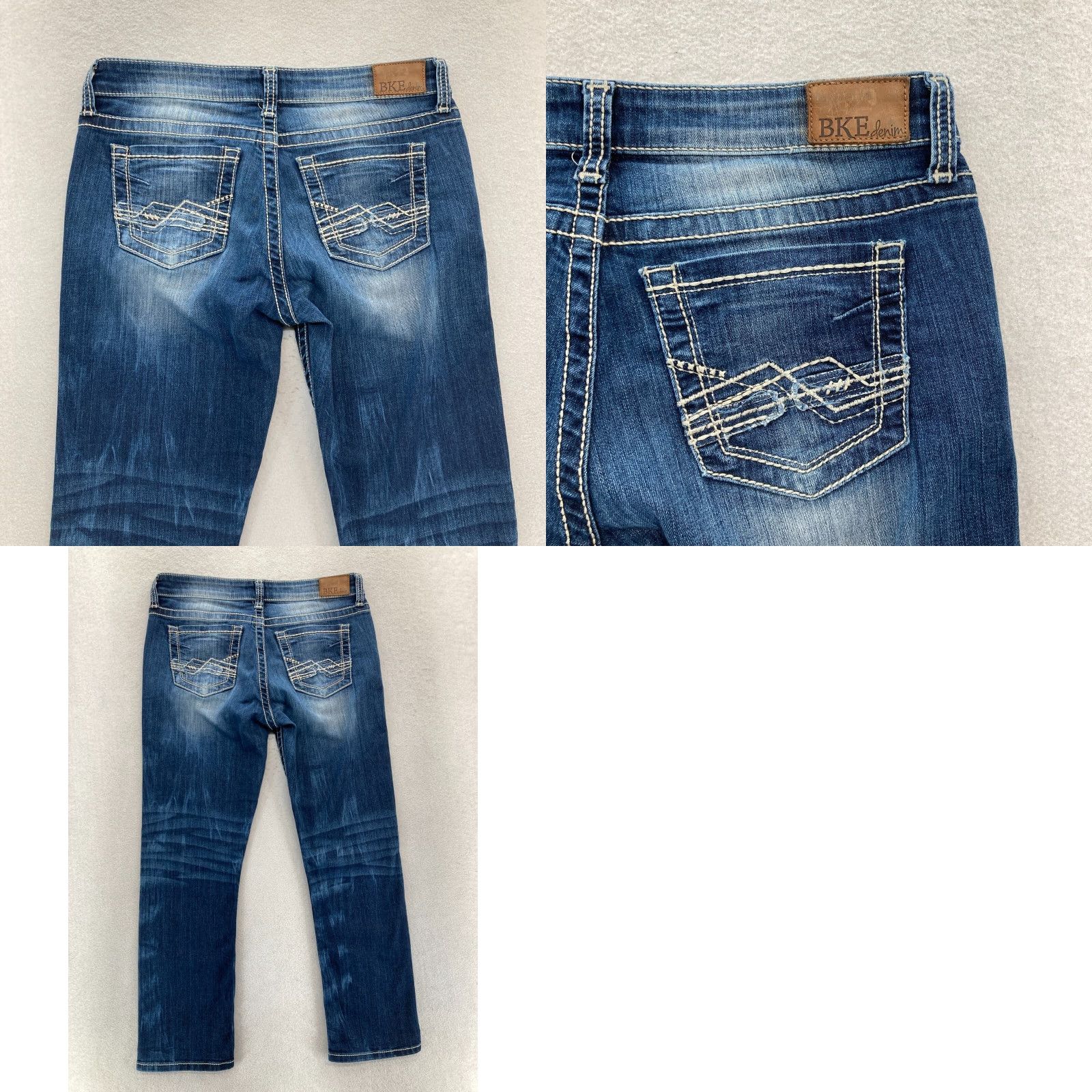 Vintage Buckle BKE Sabrina Crop Jeans Women's 27 Dark Blue Stretch Denim Low Rise Grunge Jeans Size 27" / US 4 / IT 40 - 9 Thumbnail