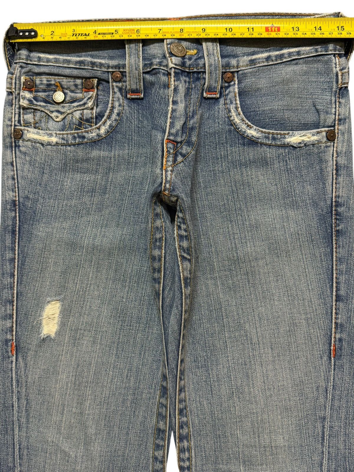 True Religion Vintage 90s True Religion Light Blue Faded Spiral Leg Flared Size US 29 - 7 Thumbnail