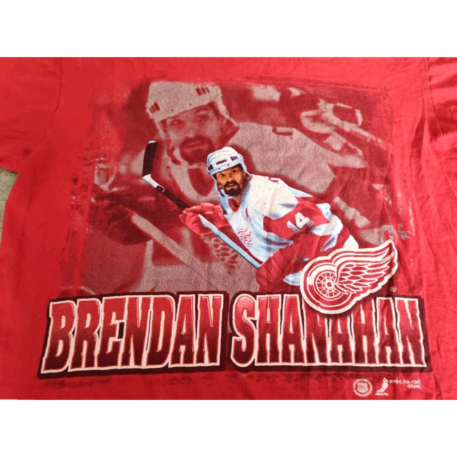 Starter VINTAGE Starter Detroit Red Wings T-Shirt Unisex Adults Medium 1997 90s Shanahan Red Cotton Crew Neck Shirt Men Women Size US M / EU 48-50 / 2 - 4 Thumbnail