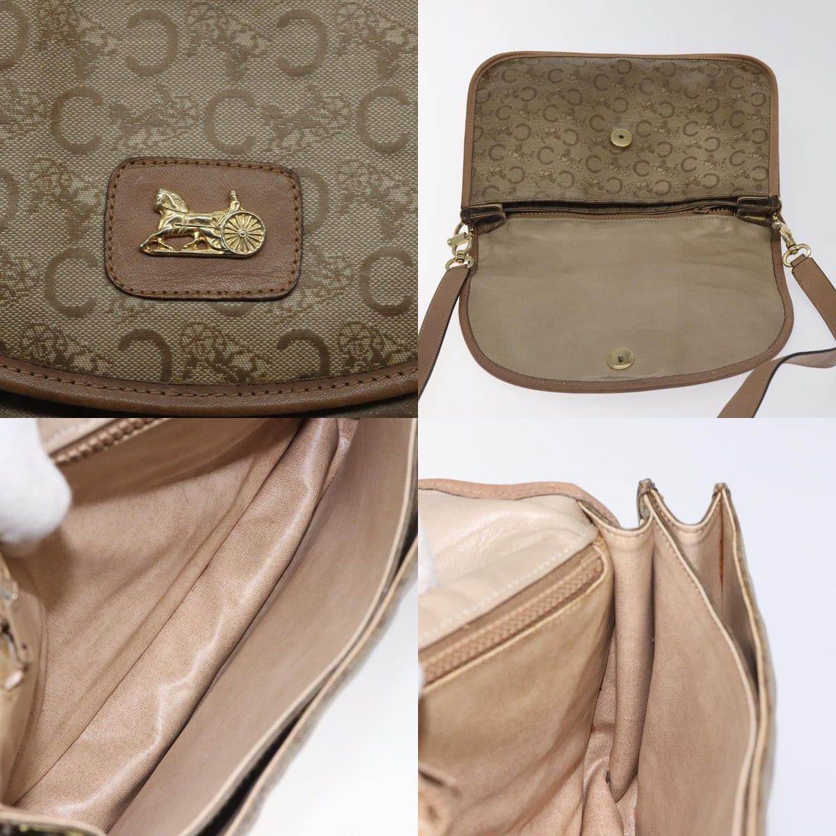 Celine CELINE C Sulky Shoulder Bag Coated Canvas Beige Gold Size ONE SIZE - 11 Thumbnail