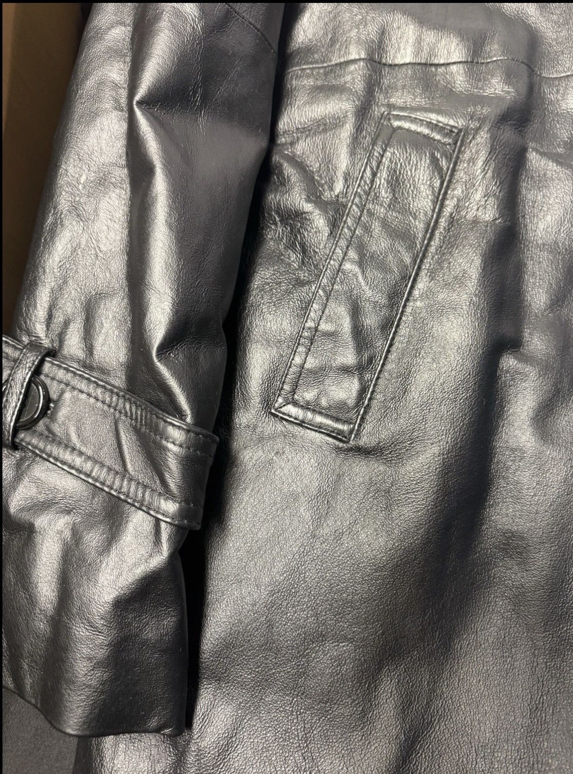 Other 90s Vilanto Vintage BlackLeatherDouble-BreastedBelted Trench Size US XL / EU 56 / 4 - 4 Thumbnail