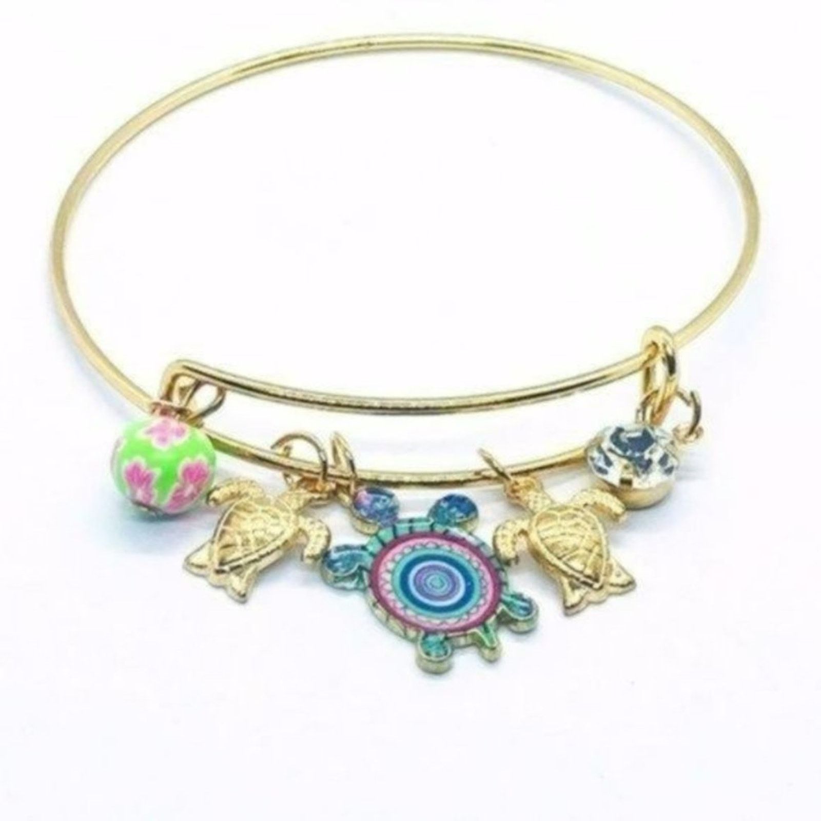 Boutique Moschino Beaded Sea Turtle Charm Colorful Bangle Bracelet Size ONE SIZE - 6 Thumbnail