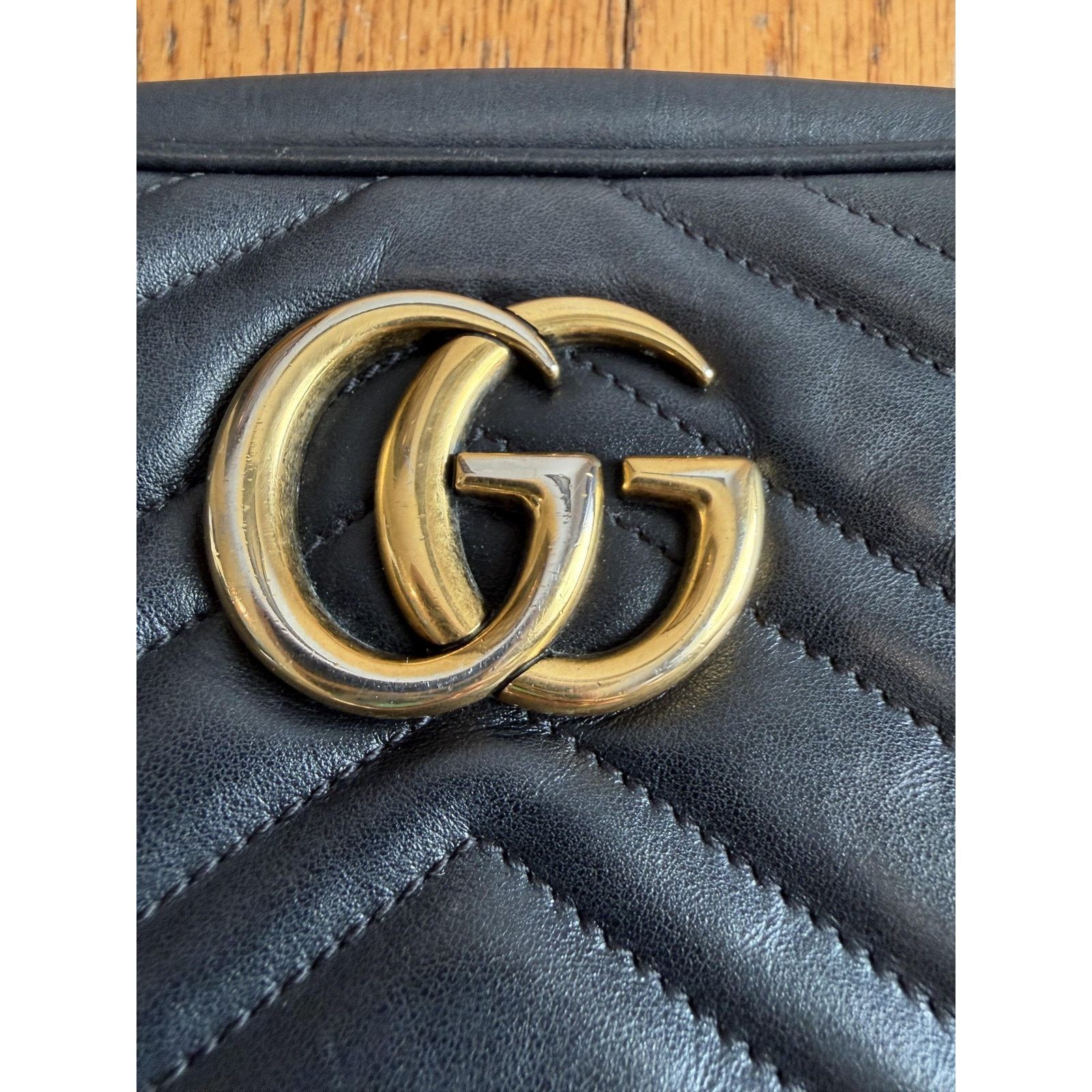 Gucci Gucci Crossbody Bag Small Black Leather GG Marmont Camera Size ONE SIZE - 2 Thumbnail