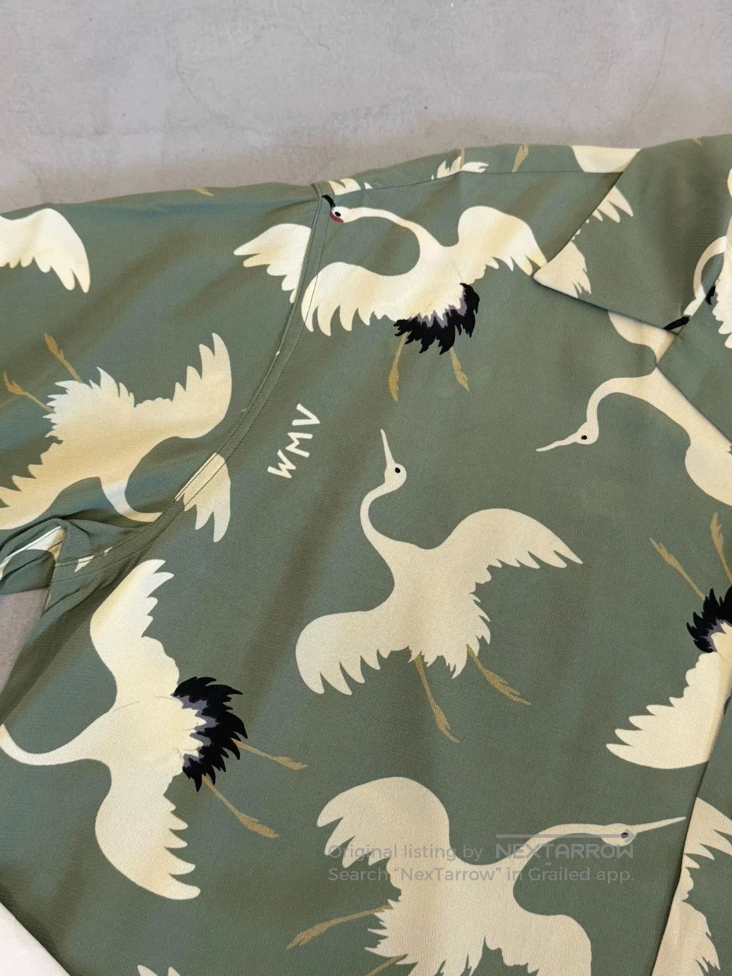 Visvim Green XL Short Sleeve Crane Print Shirt. Size US XL / EU 56 / 4 - 3 Thumbnail