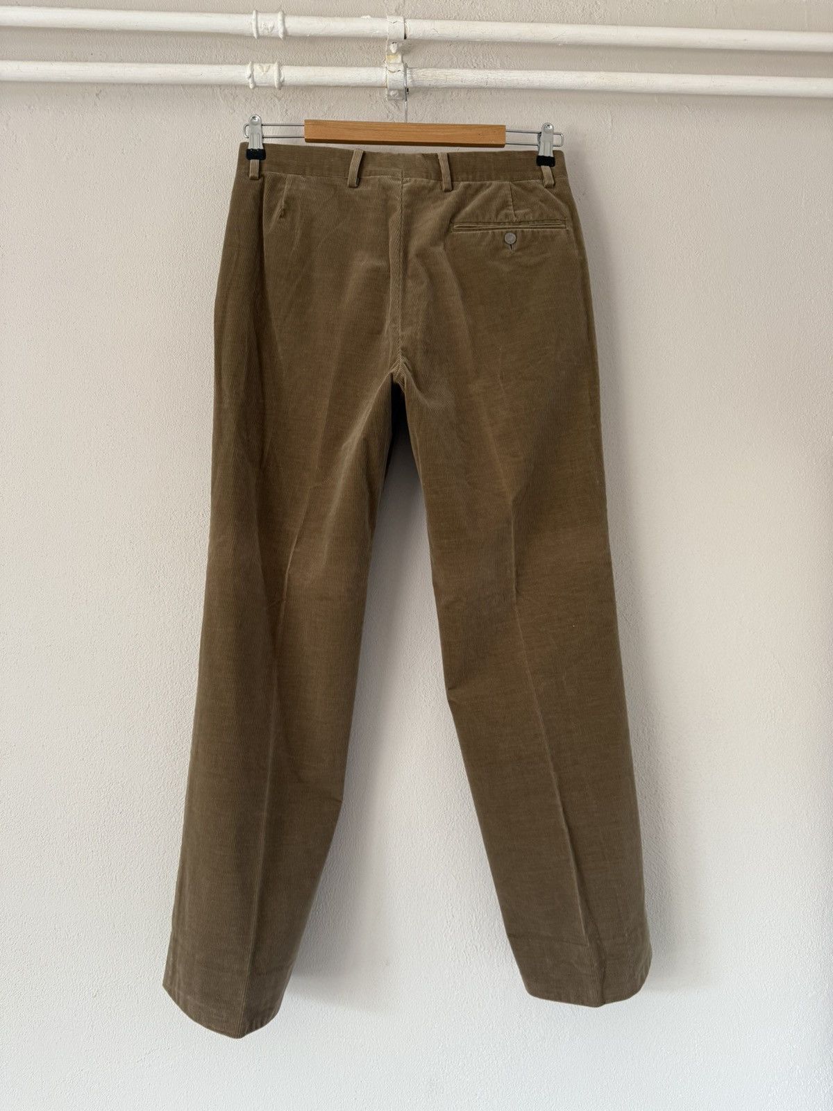 Hermes Hermès Brown Corduroy Trousers with Leather Details Size US 33 - 2 Thumbnail