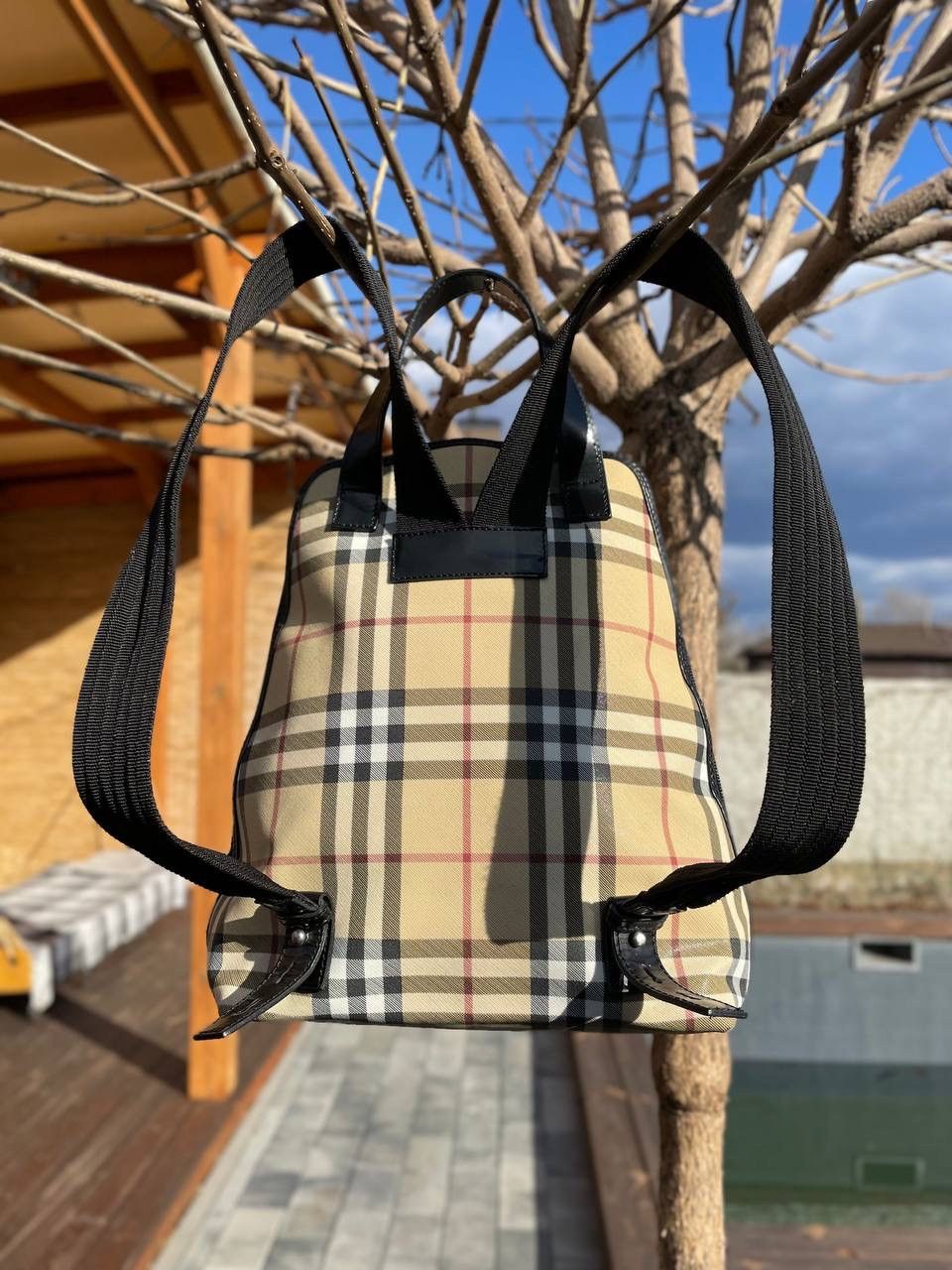 Burberry Burberry Leather Nova Check Coated Canvas Backpack Size ONE SIZE - 10 Thumbnail
