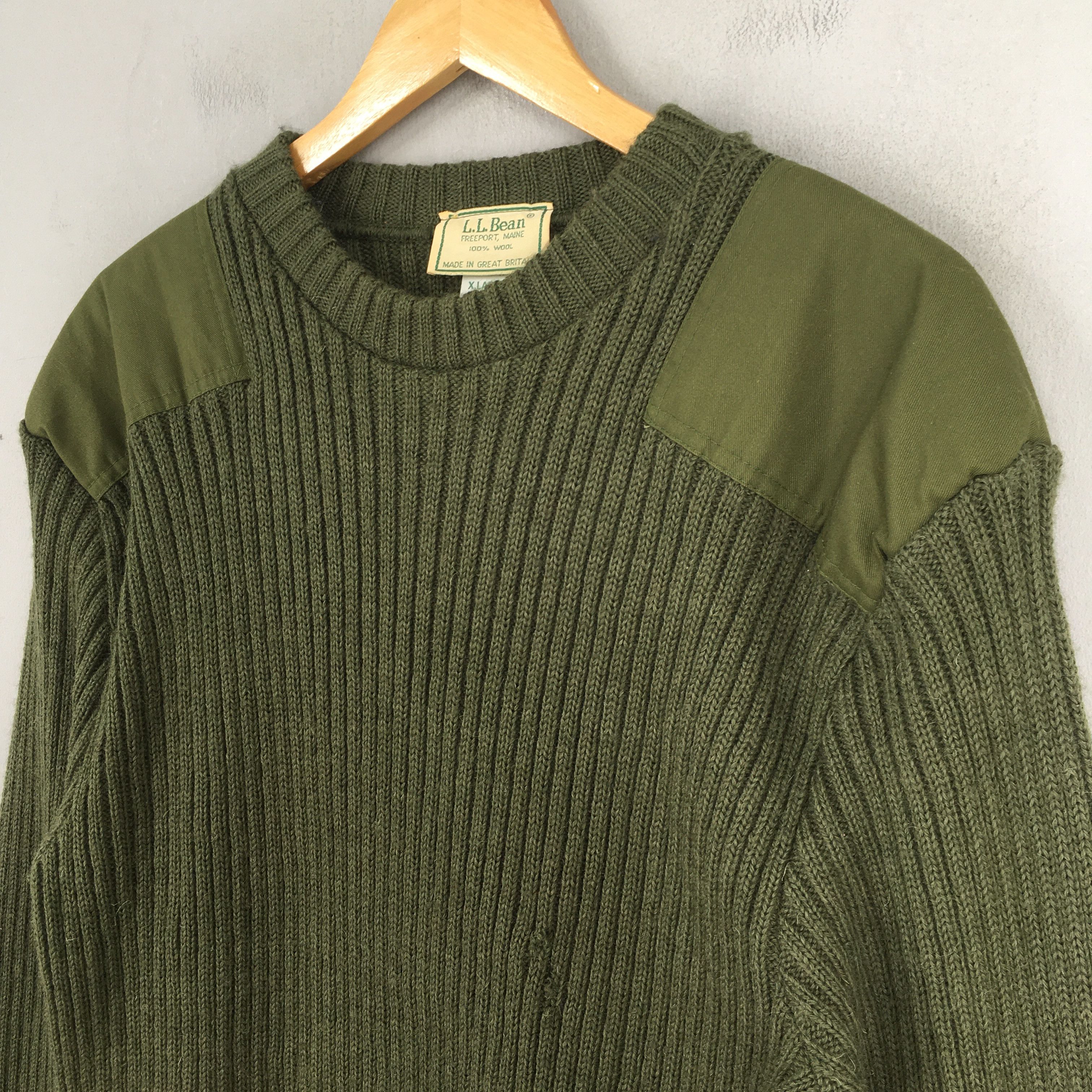L.L. Bean Vintage 80s LL Bean Dark Green Merino Wool Sweater XLarge Size US XL / EU 56 / 4 - 3 Thumbnail