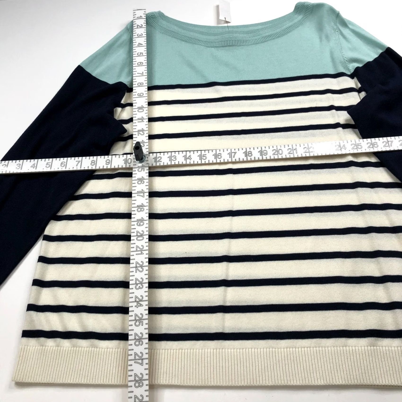 Talbots Talbots Plus NEW Plus 2X Lightweight Boat Neck Pullover Sweater Blue Ivory Striped Knit Pullover Casual Womens 2X Lightweight Pullover Sweater Size XXL / US 16-18 / IT 52-54 - 3 Thumbnail