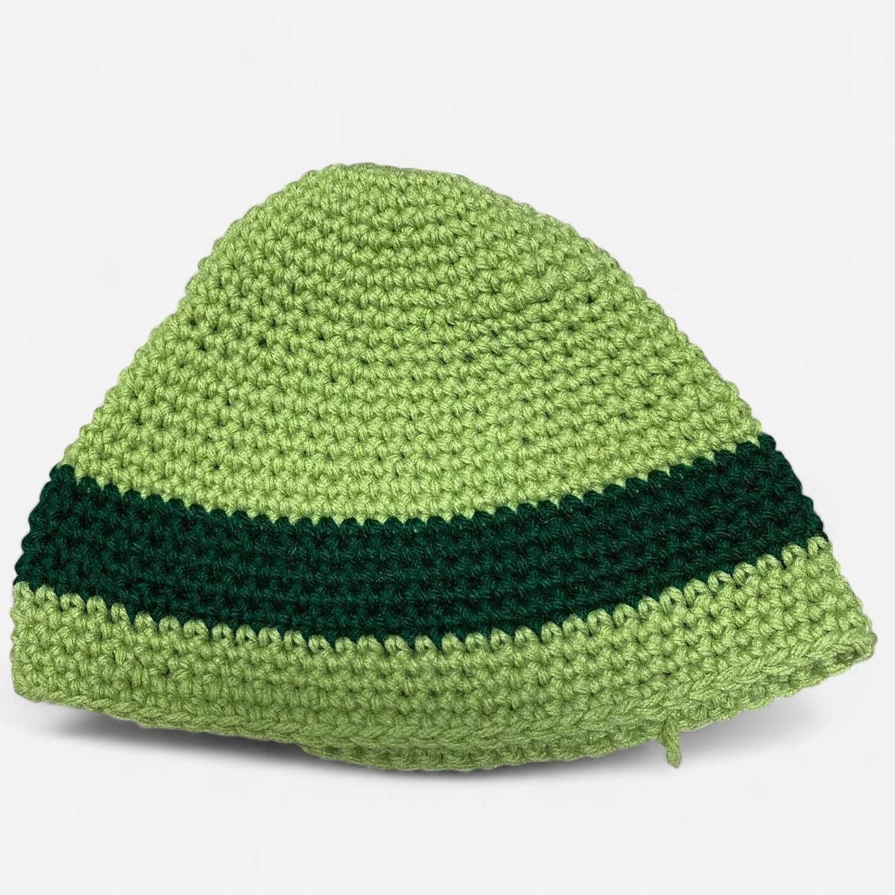 Other Vintage handmade lime and dark green stripped beanie Size ONE SIZE - 1 Thumbnail