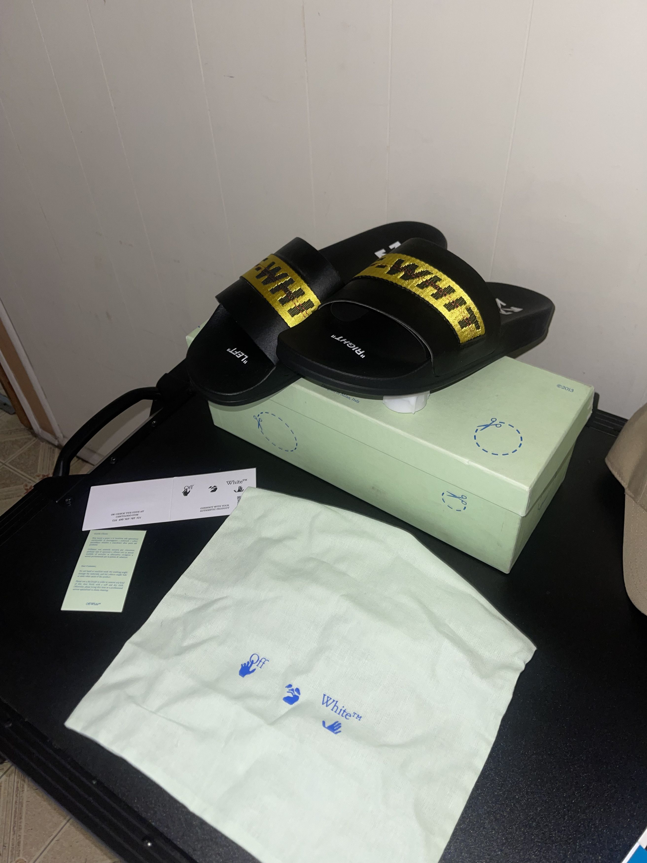 Off-White OFF-WHITE Industrial Belt Slides Black Yellow Men's Size US 12 / EU 45 - 7 Thumbnail