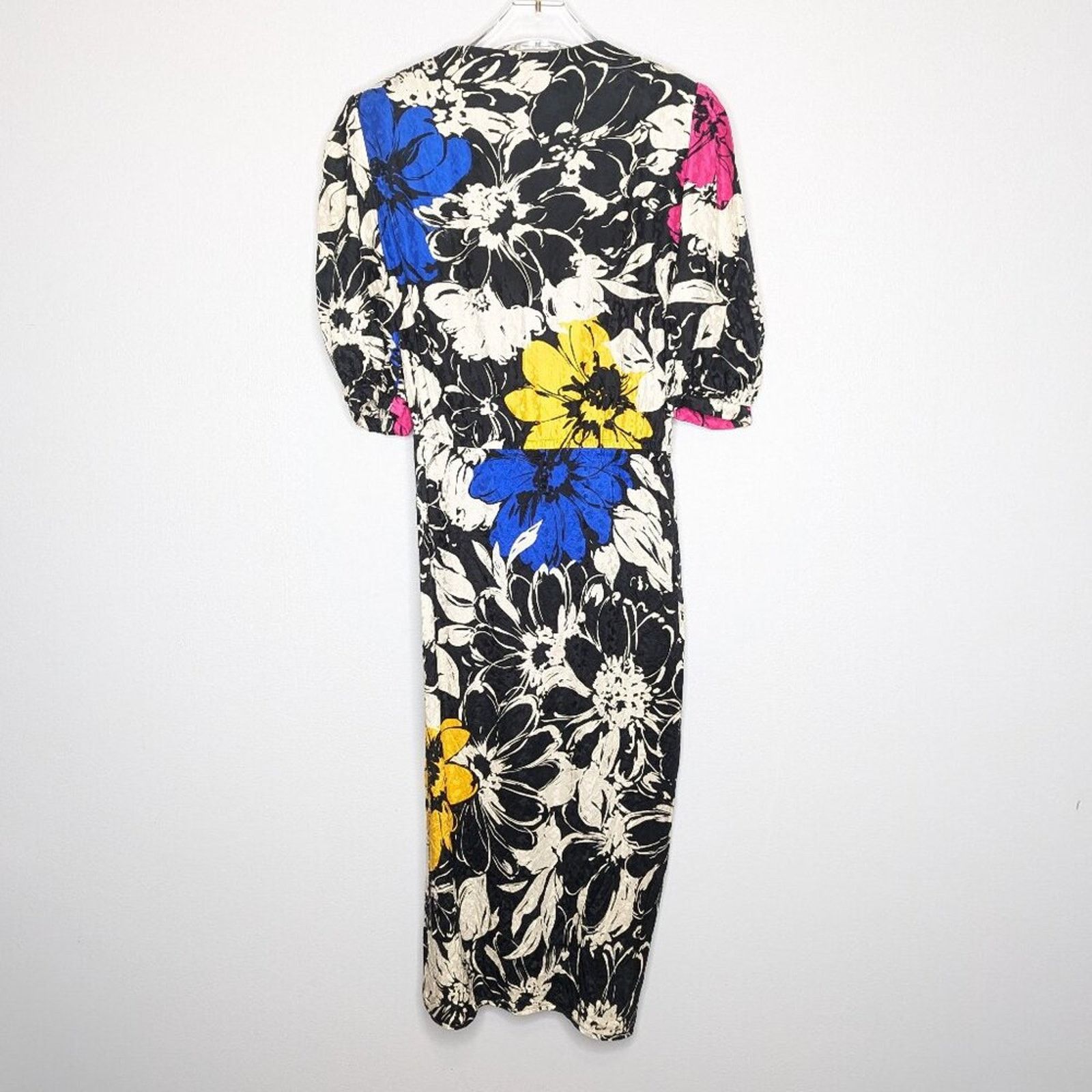Vintage Vintage Jerri Sherman Bold Graphic Floral Print Silk Dress Size XS / US 0-2 / IT 36-38 - 2 Thumbnail