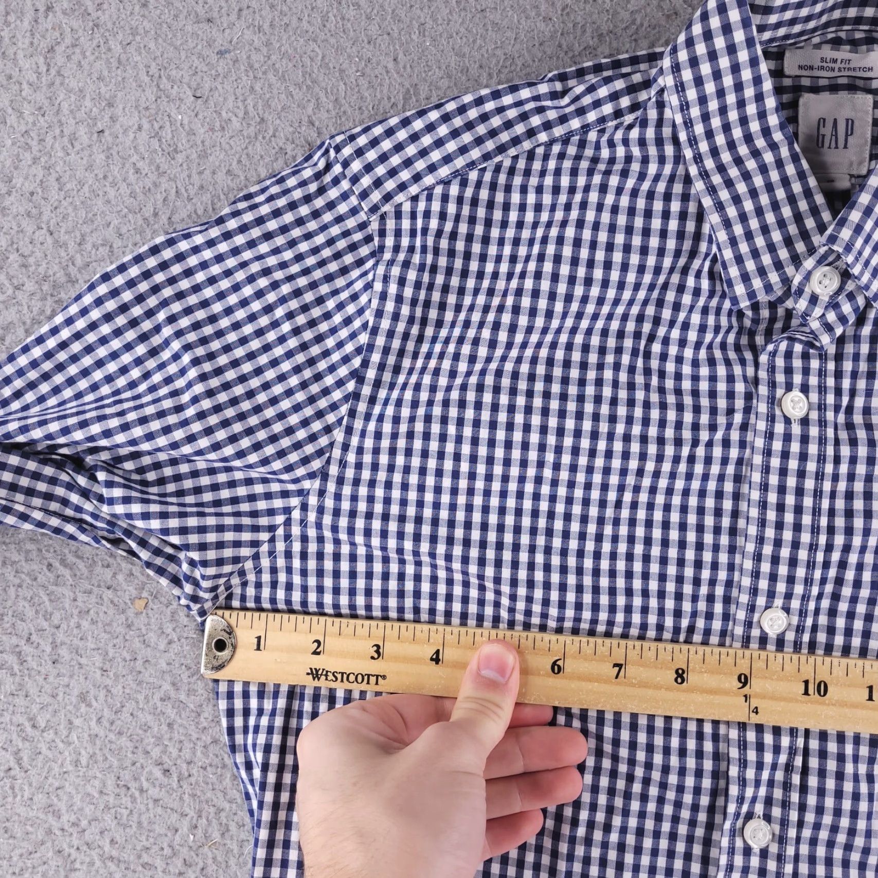 Gap Gap Shirt Mens XS Button-Up Collar Long Sleeve Check Blue Slim Fit Size US XS / EU 42 / 0 - 3 Thumbnail