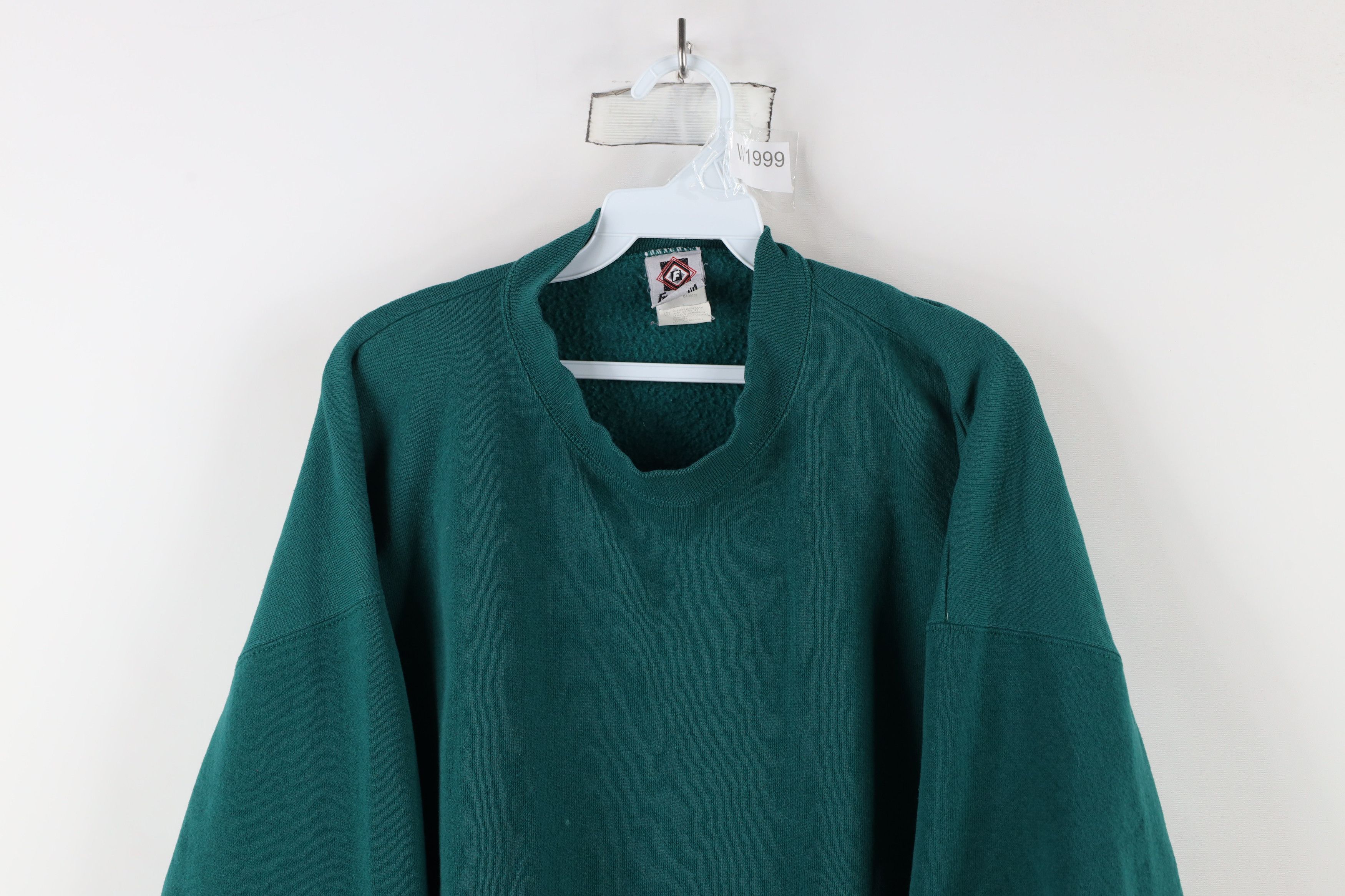 Vintage Vintage 90s Streetwear Blank Crewneck Sweatshirt Green Size US XL / EU 56 / 4 - 2 Thumbnail