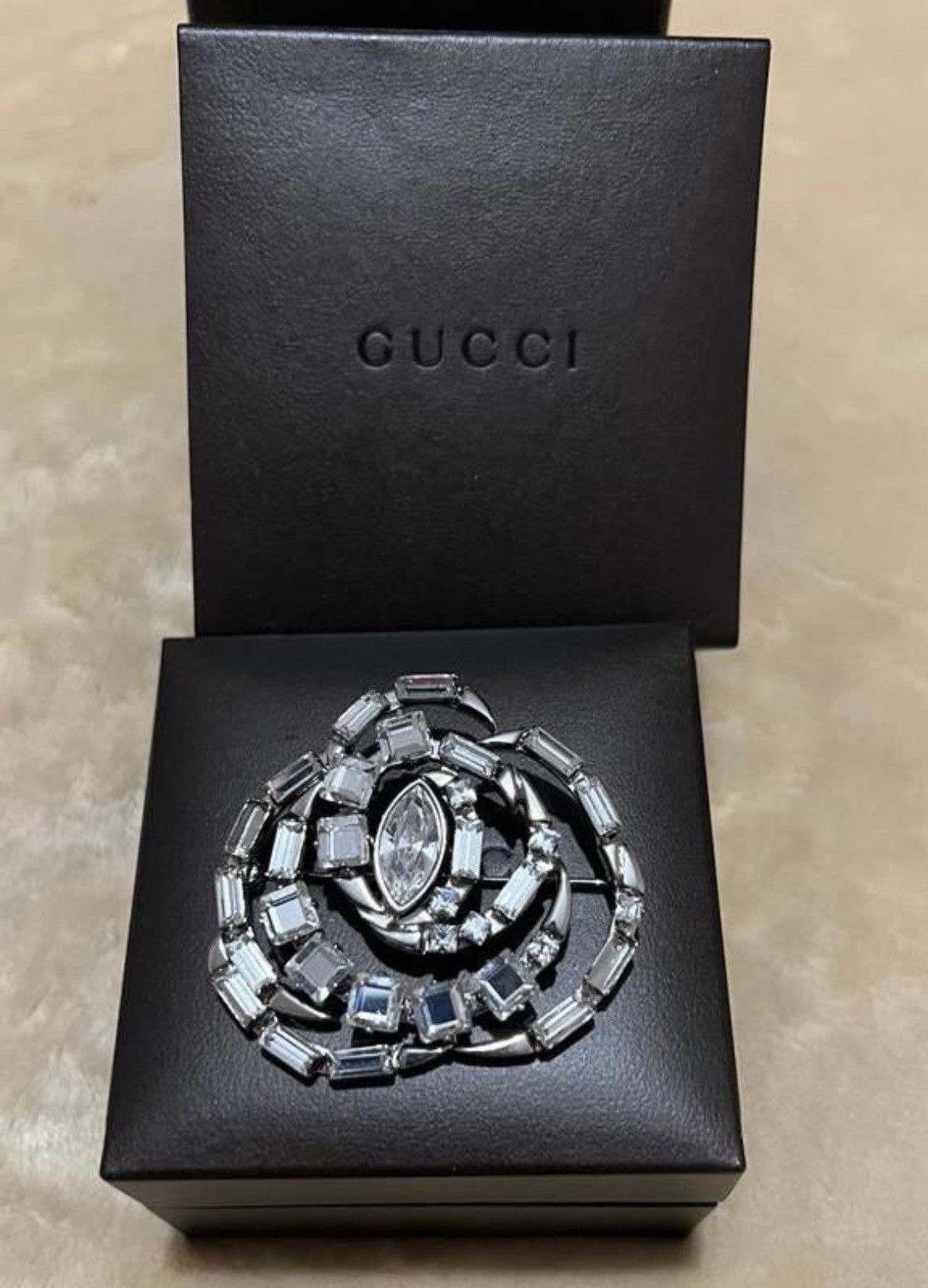 Gucci limited Edition Gucci Rhodium GG Played Crystal brooch Size ONE SIZE - 1 Thumbnail