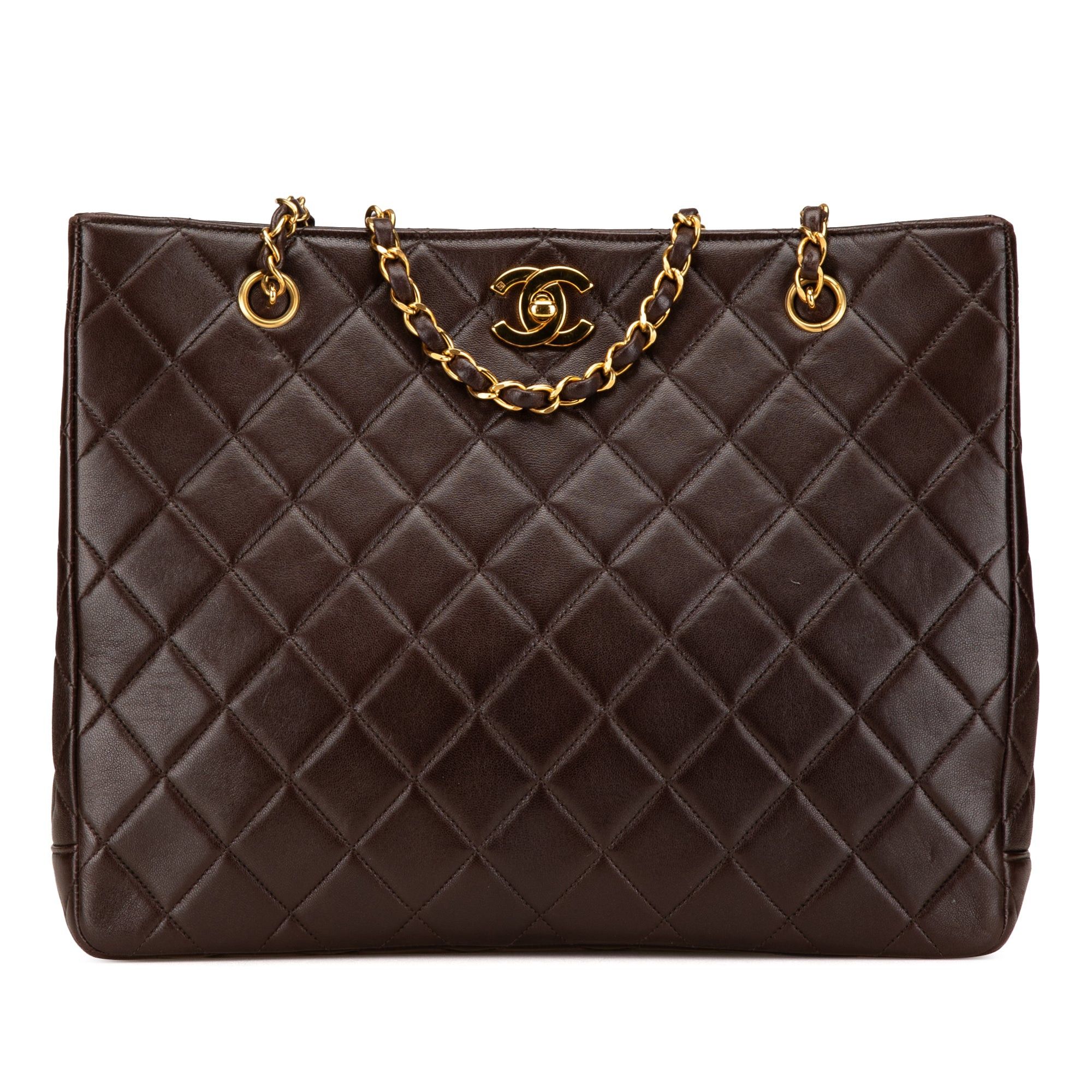 Chanel Chanel CC Quilted Lambskin Turnlock Tote Brown Size ONE SIZE - 1 Thumbnail