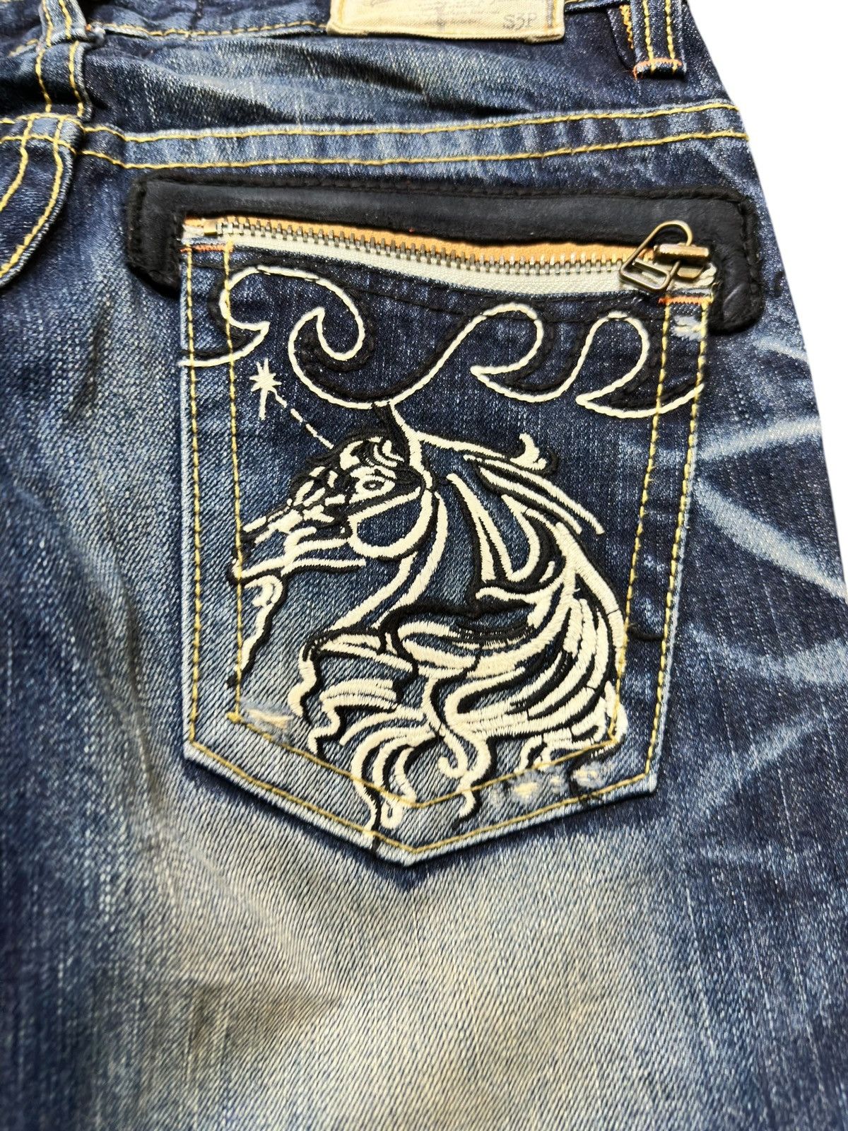 Ed Hardy Vintage Lolita Flare Mudwash Whiskers Embroidery Denim Size US 30 / EU 46 - 6 Thumbnail