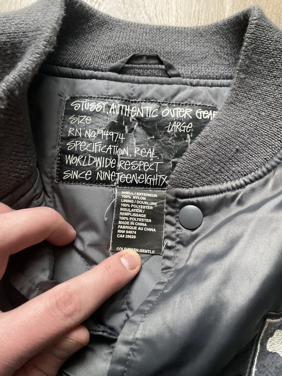 Stussy 🔥VNTG STUSSY BIG LOGO AMERICAN SCHOOL STYLE BOMBER JACKET 🔥 Size US L / EU 52-54 / 3 - 6 Thumbnail