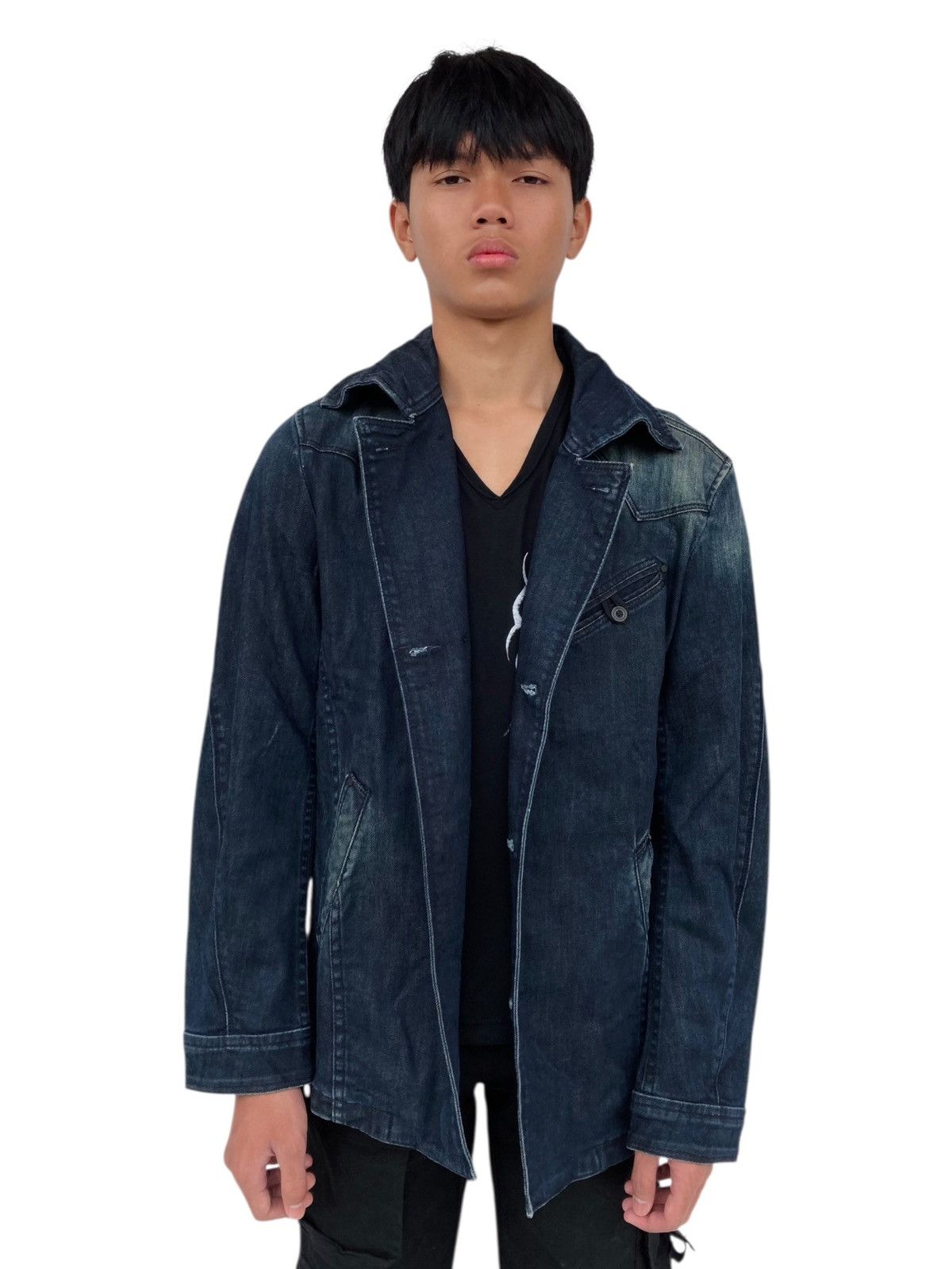 Isamu Katayama Backlash 2000s Hideway Nicole - Asymetrical Button Denim Jacket Size US M / EU 48-50 / 2 - 2 Thumbnail