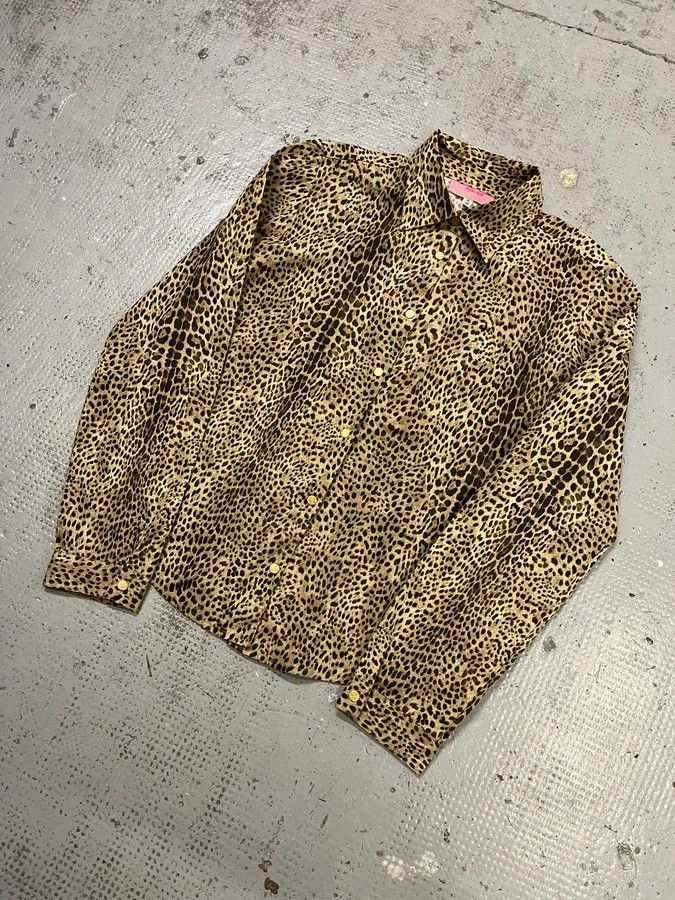 Roberto Cavalli 2000s Roberto Cavalli Beige & Black Leopard Shirt Size M / US 6-8 / IT 42-44 - 4 Thumbnail