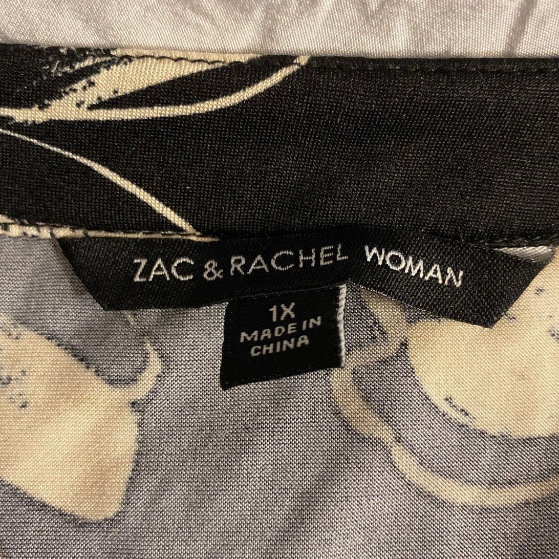 Other Floral Black Beige Long Sleeve Blouse Zac & Rachel 1X Size XXL / US 16-18 / IT 52-54 - 3 Thumbnail