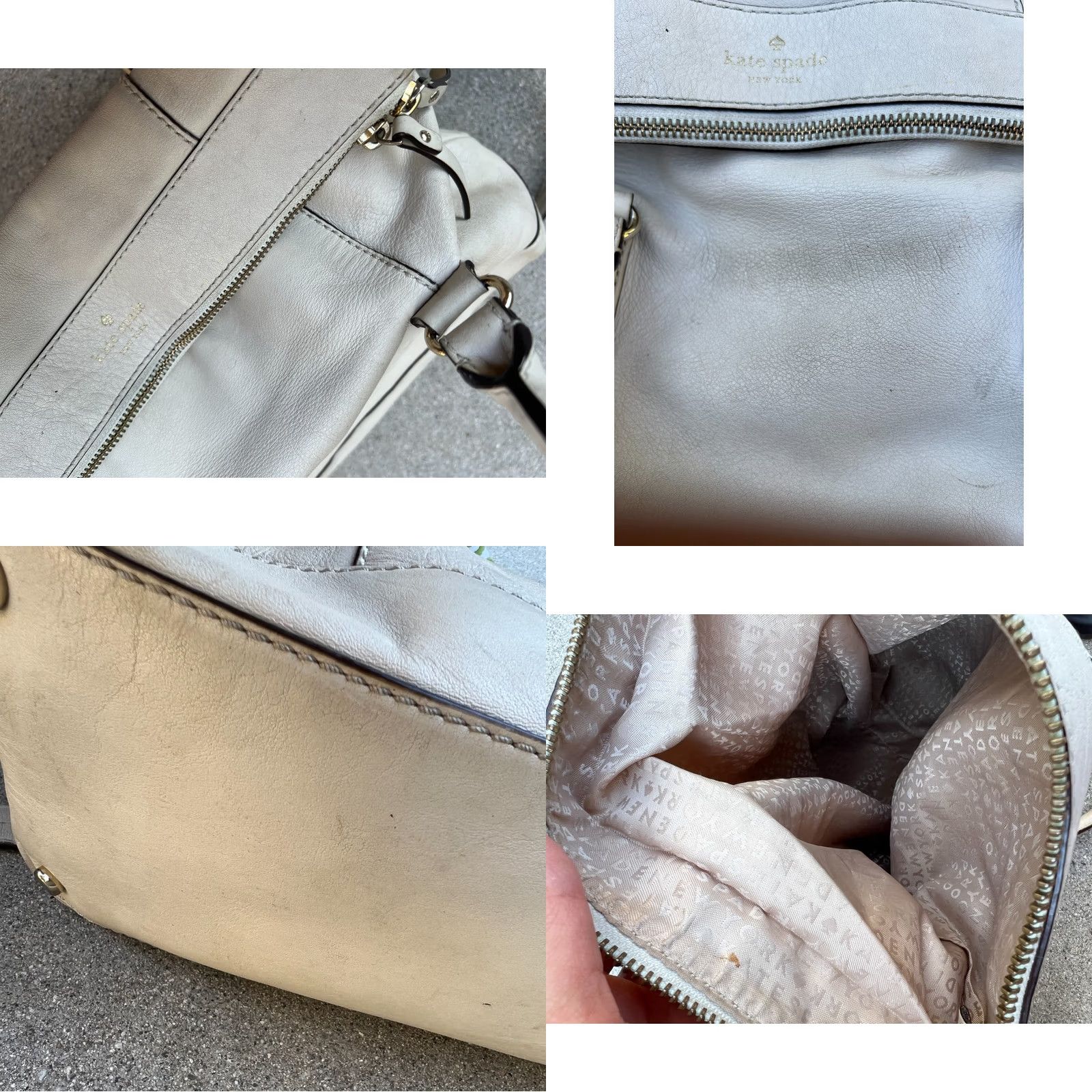 Vintage kate spade new york Fremont Place Crossbody Purse Satchel Hand Bag Beige Leather Ladies Medium Be Size ONE SIZE - 8 Thumbnail