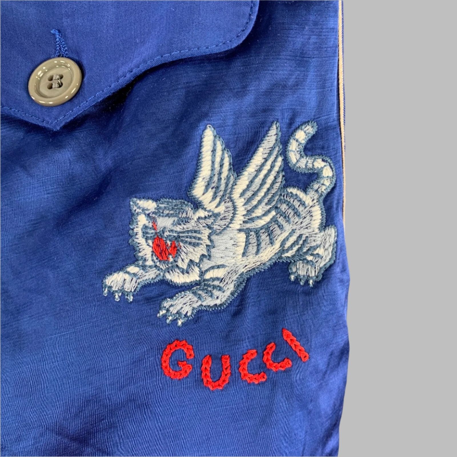 Gucci Size 32 Blue Red Stripe Viscose Linen Joggers Casual Pants Size US 32 / EU 48 - 3 Thumbnail