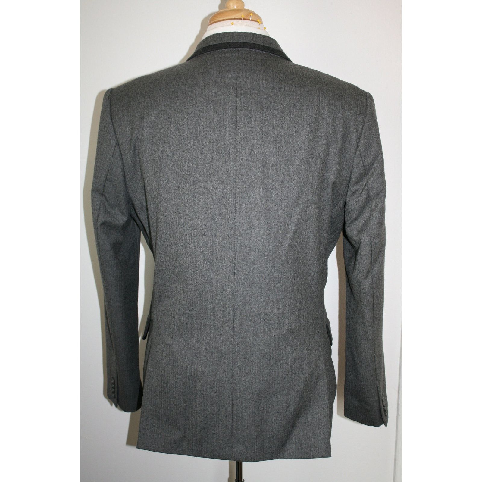 Express 42R Mens Express MOD Smoking Jacket Gray Wool Gentlemans Size 42R - 5 Thumbnail