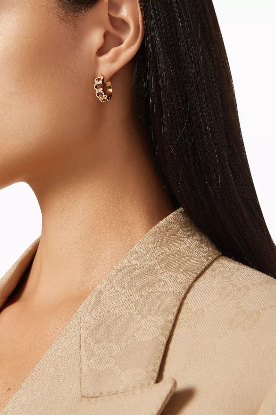 Gucci oc11z0126 Size: OS / Script Crystal Hoop Earrings In Gold Size ONE SIZE - 4 Thumbnail