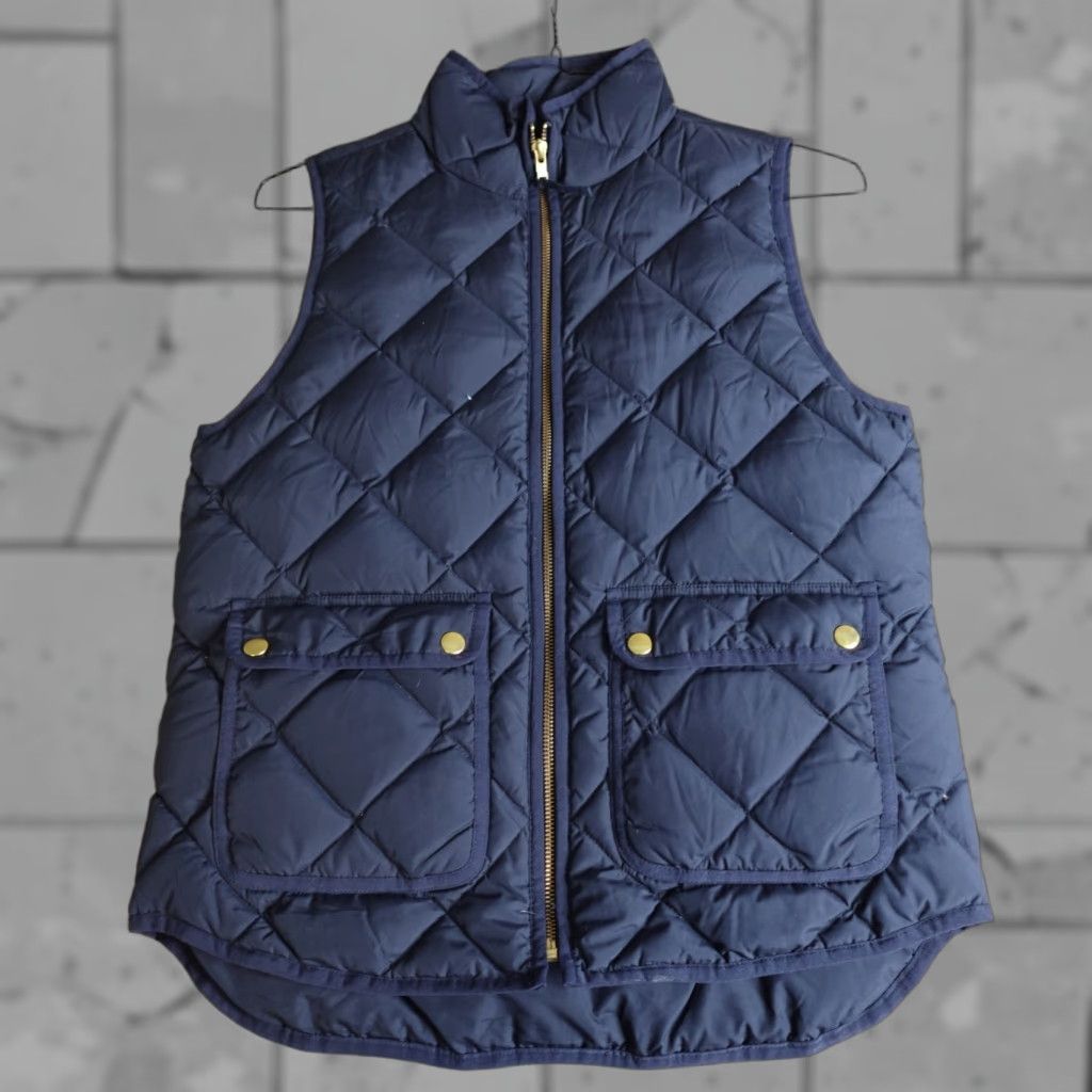 J.Crew J.Crew Vest Womens Blue Down Filled Quilted Full Zip Puffer Excursion Short Regular Size S Size S / US 4 / IT 40 - 1 Thumbnail