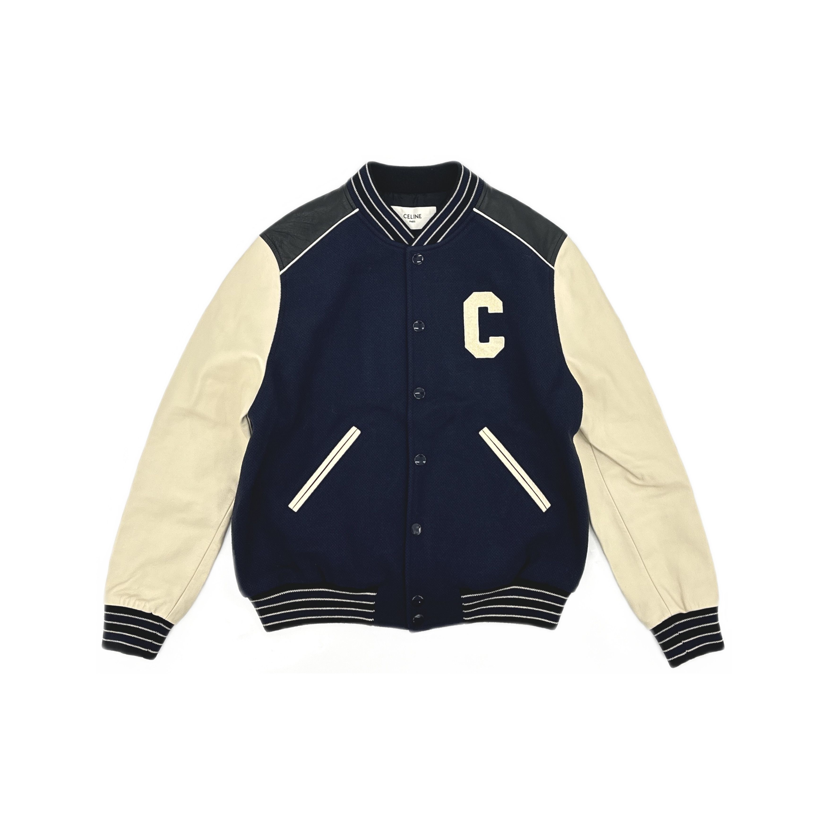 Celine Celine C Logo Varsity Bomber Jacket Navy Size 50 Size US M / EU 48-50 / 2 - 1 Thumbnail