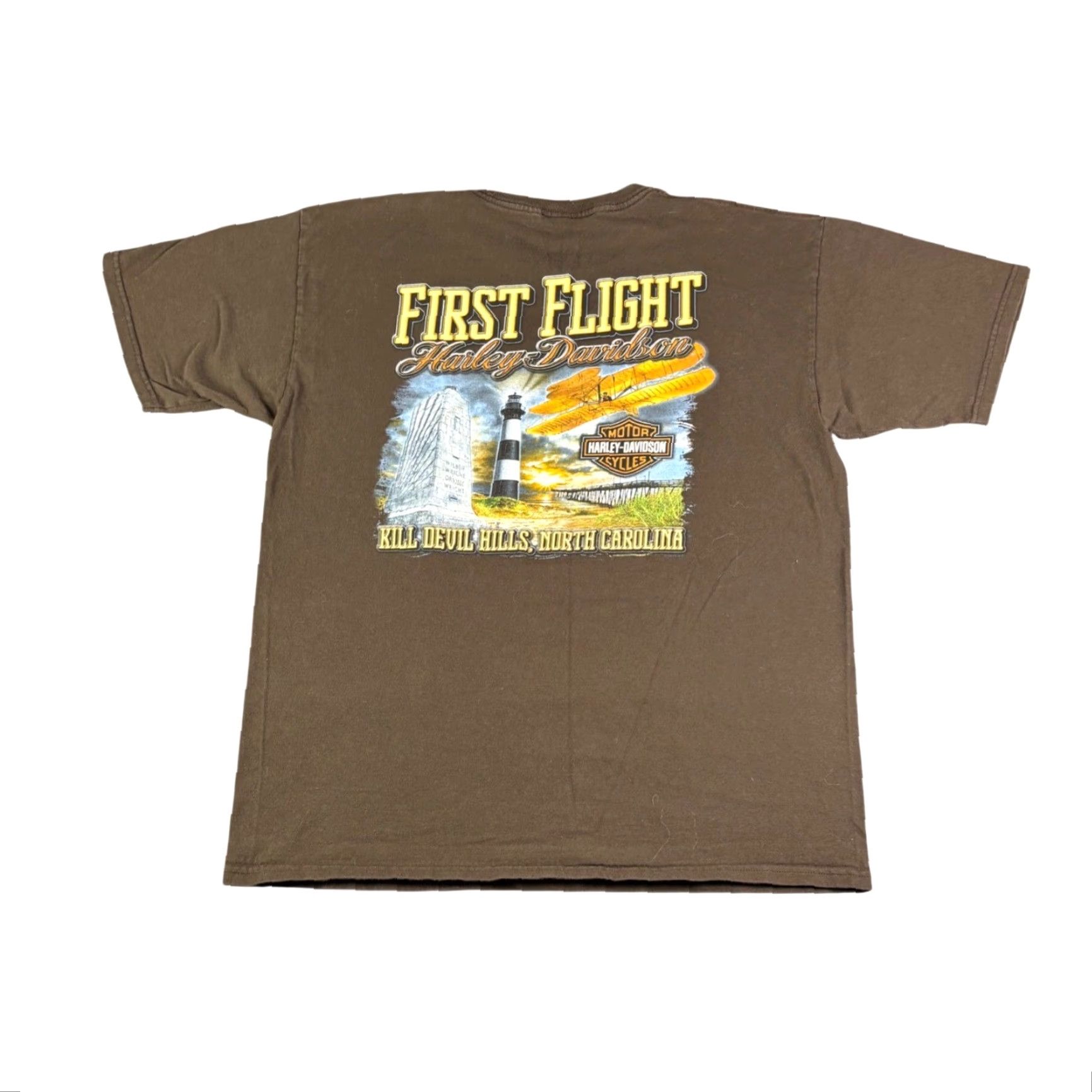 Harley Davidson Harley-Davidson T Shirt Mens Large Brown Kill Devil Hills NC First Flight 1903 Size US L / EU 52-54 / 3 - 3 Thumbnail