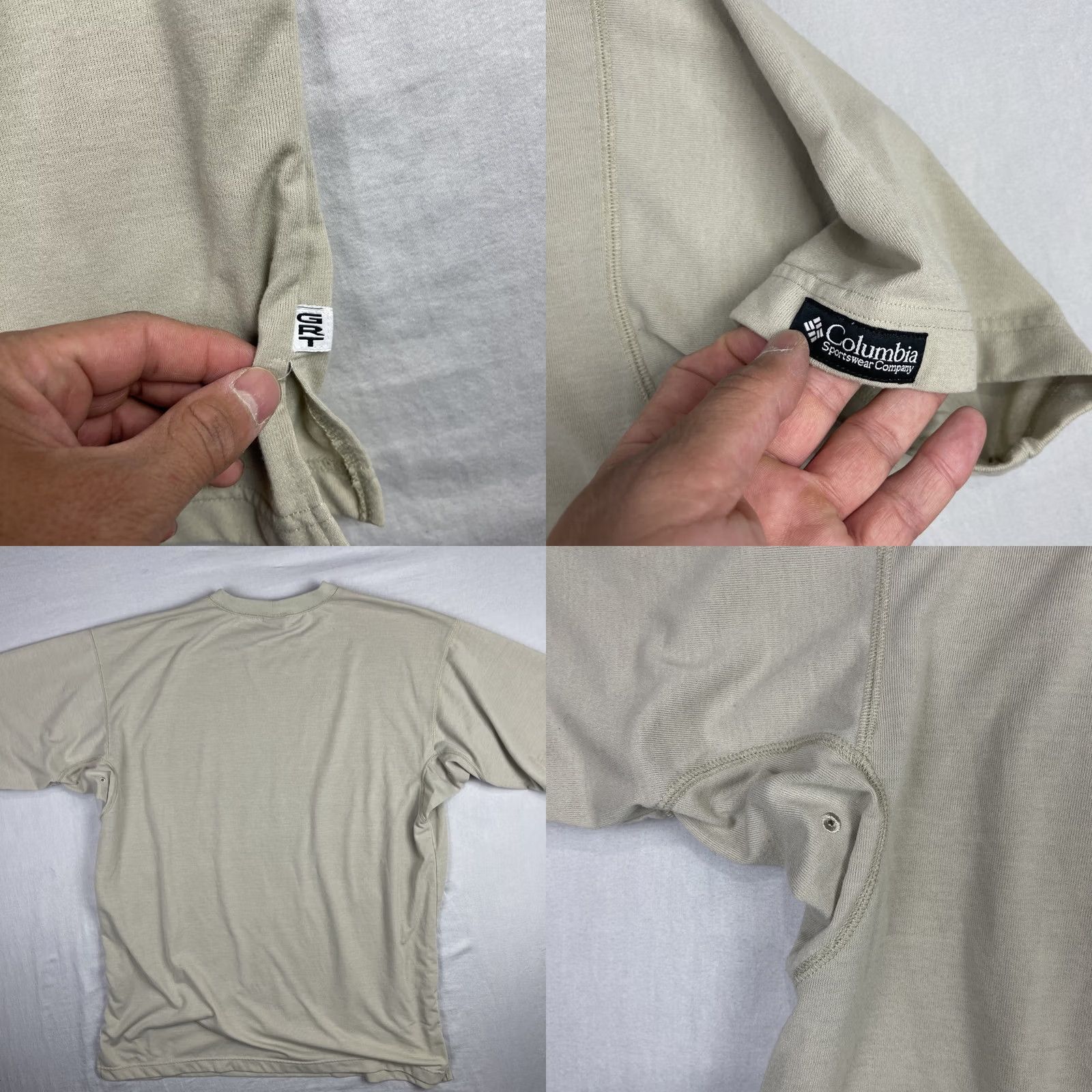 Vintage Columbia Shirt Mens 2XL T-Shirt Outdoor GRT Vented Logo Beige Short Sleeve Crew Neck Cotton Size US XXL / EU 58 / 5 - 8 Thumbnail