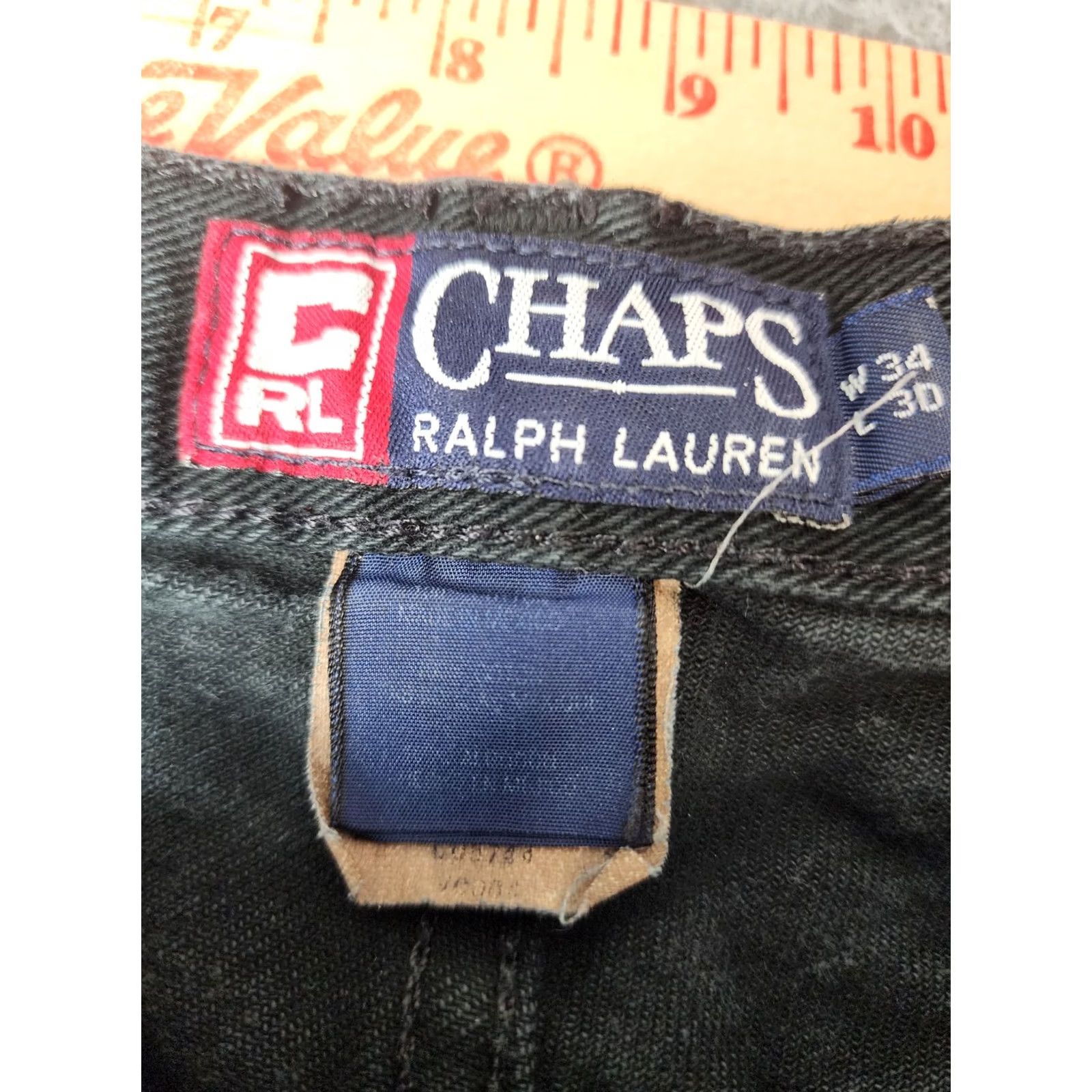 Chaps Chaps Ralph Lauren Jeans Men 34 x 30 Black Denim Straight Leg Vintage No holes 5-Pocket Logo, USA, Regular Fit, Cotton Denim Jeans Size US 34 / EU 50 - 3 Thumbnail