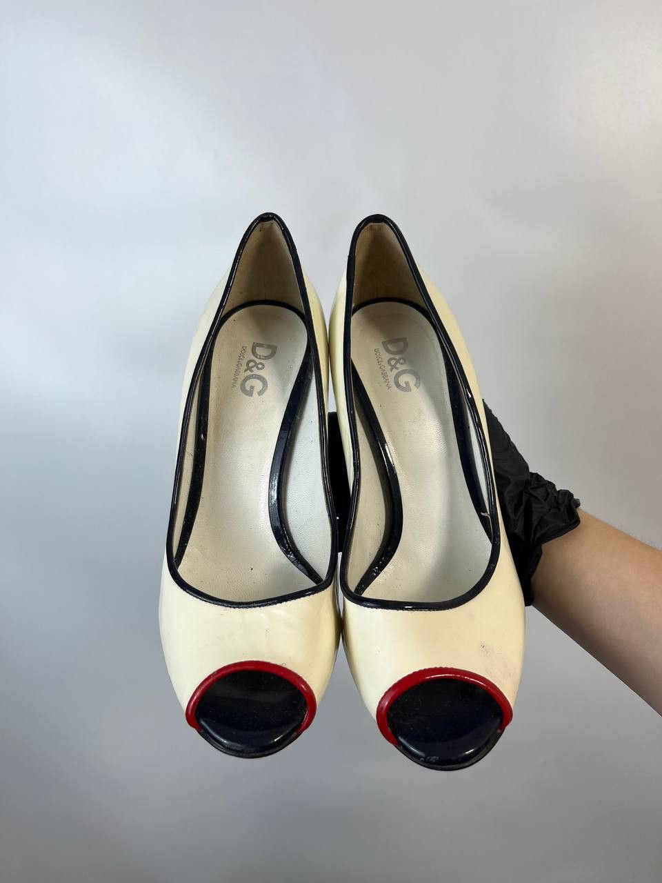Dolce & Gabbana D&G White Patent Leather Peep Toe Pumps Size 37 Size US 7 / IT 37 - 1 Thumbnail