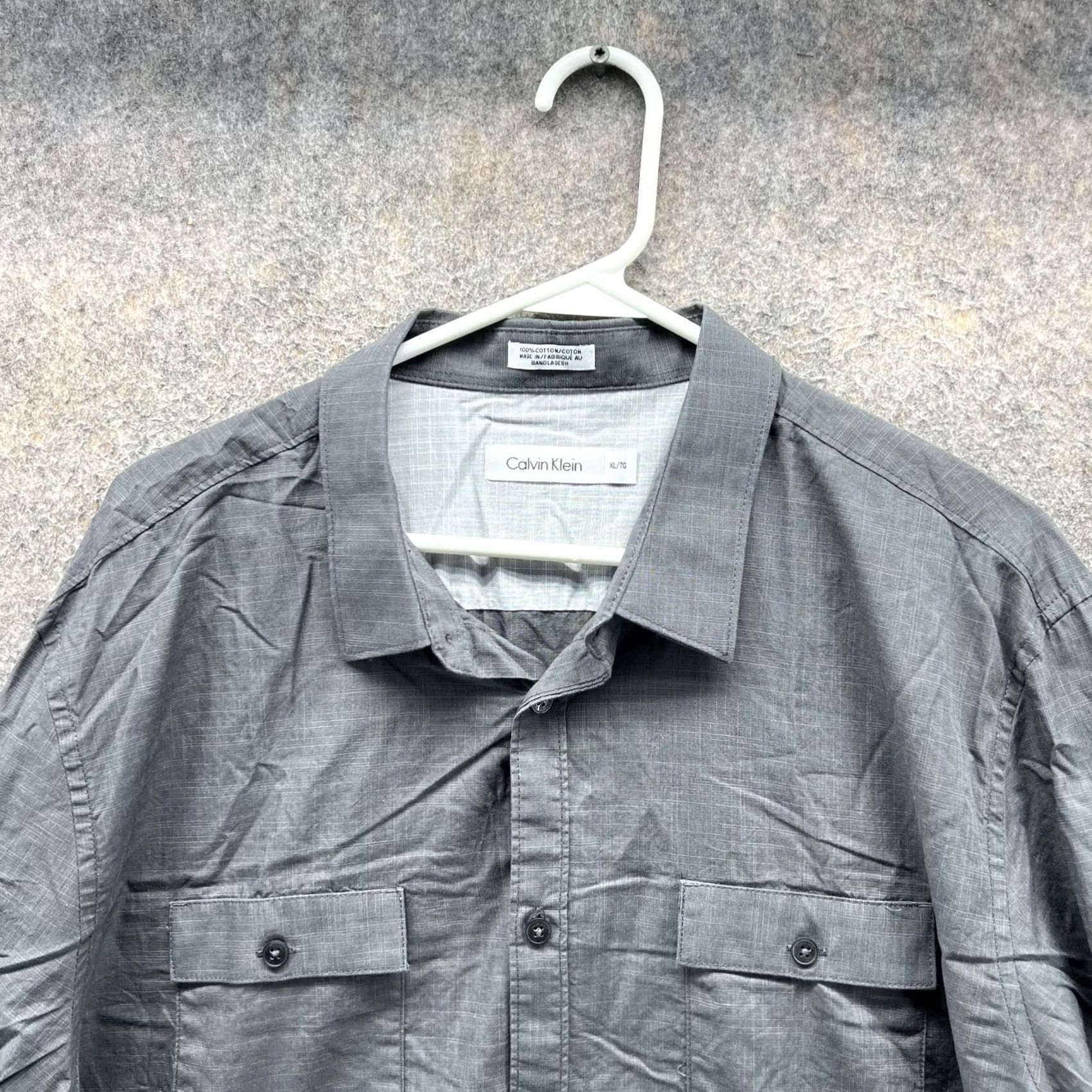 Calvin Klein VINTAGE Calvin Klein Shirt Mens XL Gray Button Down Long Sleeve Cotton Pocket Casual Size US XL / EU 56 / 4 - 6 Thumbnail