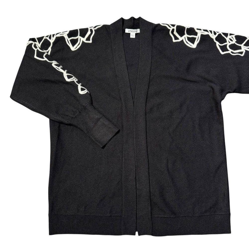 Chicos New Chico's Soutache Open Front Black Cardigan Size 0 US S Size S / US 4 / IT 40 - 5 Thumbnail