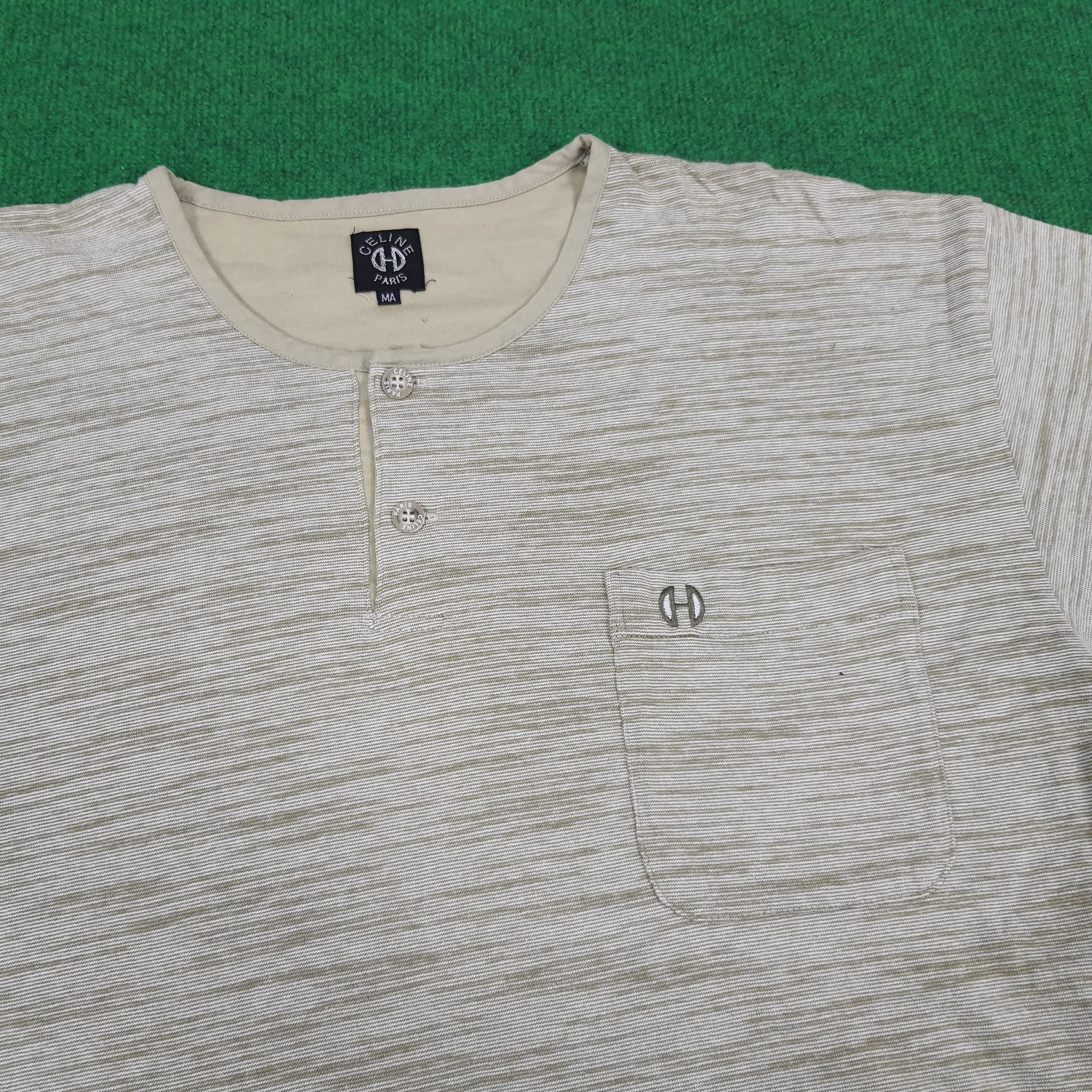 Celine Vintage Celine Paris Italian Designer Button T-shirt Size US L / EU 52-54 / 3 - 2 Thumbnail
