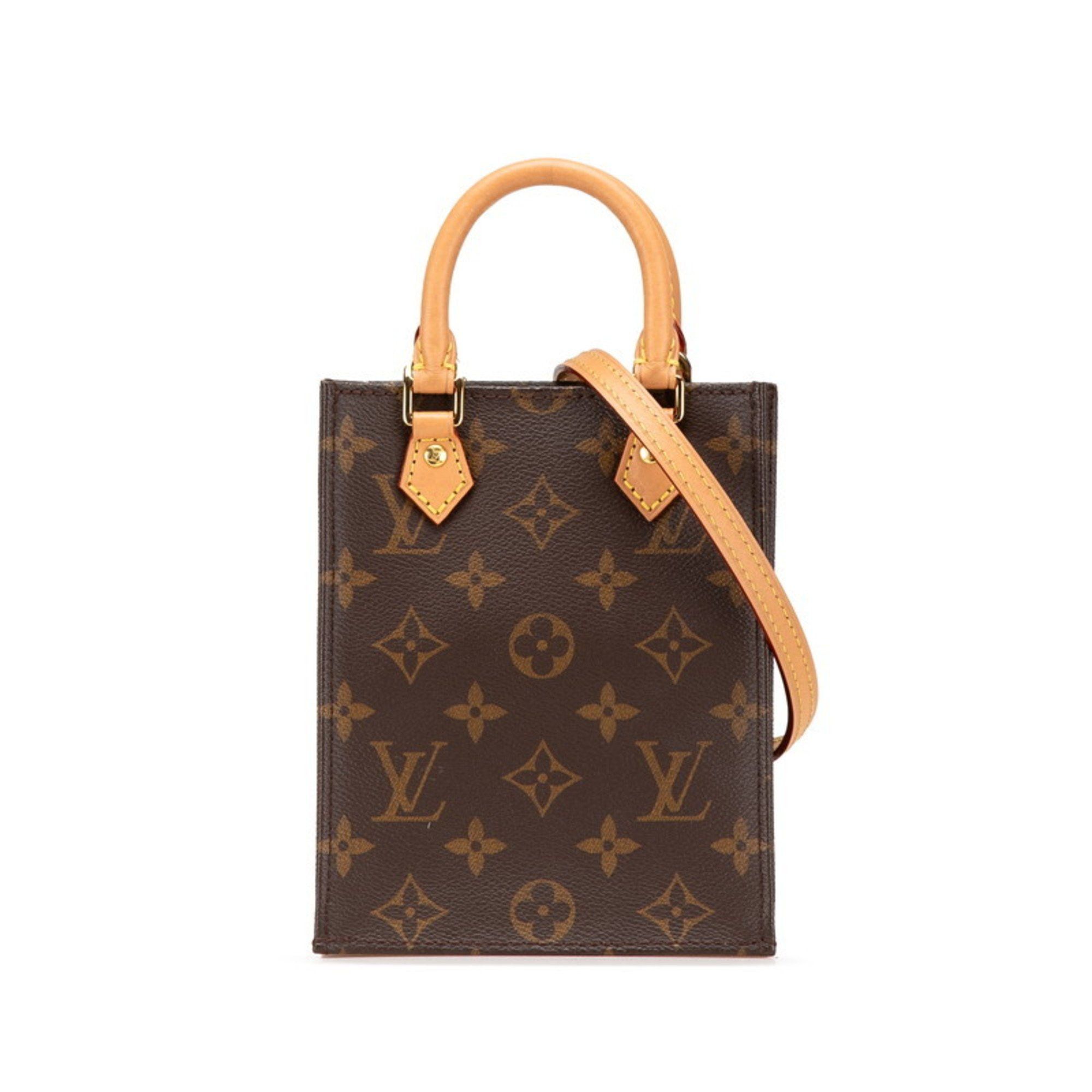Louis Vuitton Louis Vuitton Monogram Petite Sac Plat Handbag/Shoulder Bag 2WAY M81295 Brown Leather Women's LOUIS VUITTON Size ONE SIZE - 1 Thumbnail