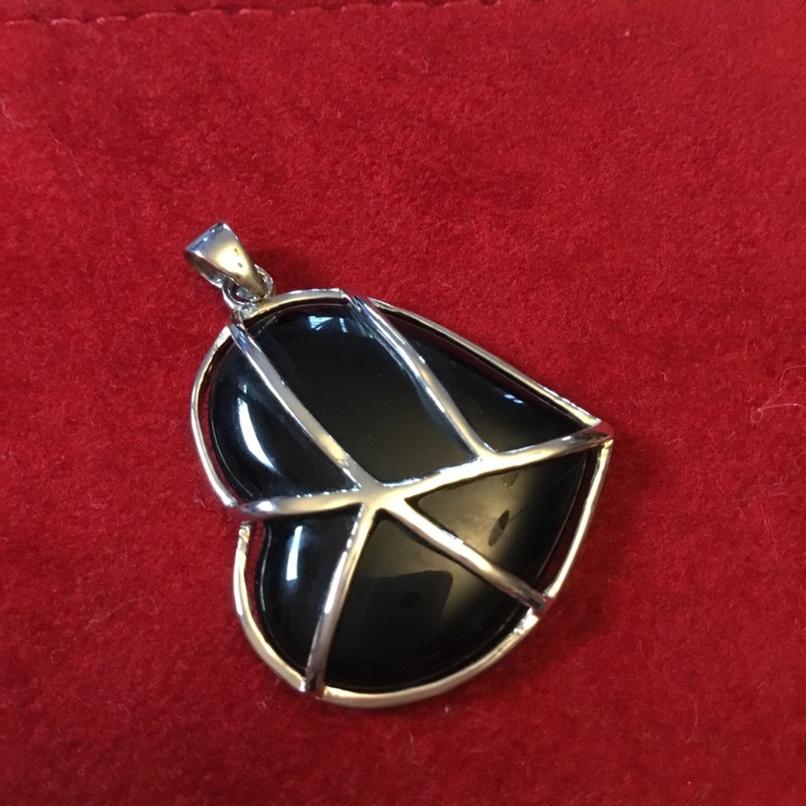 Other Sterling Silver Black Onyx Heart Pendant (925 Marked) Size ONE SIZE - 1 Thumbnail